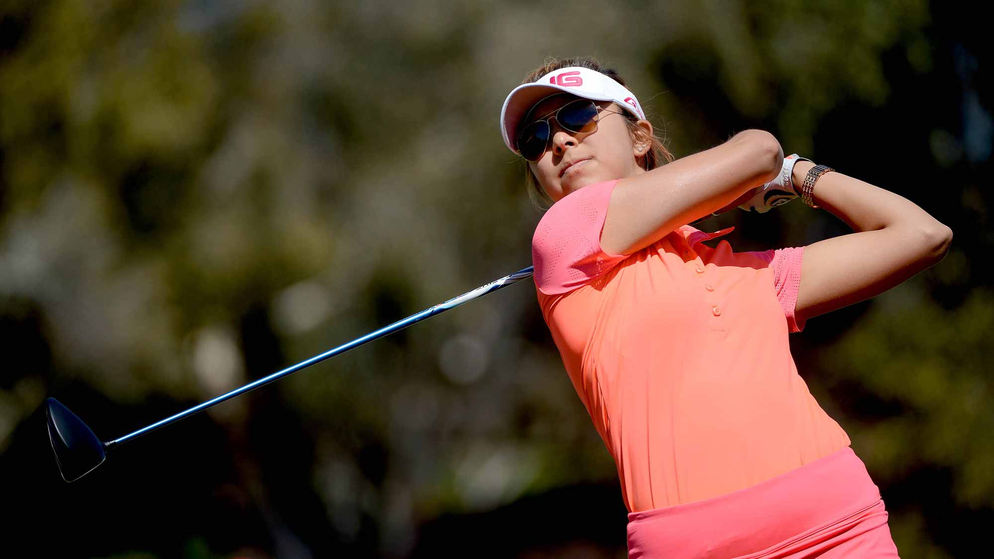 Alison Lee tees off the 18th hole during Round Two of the LPGA KIA Classic at the Aviara Golf Club
