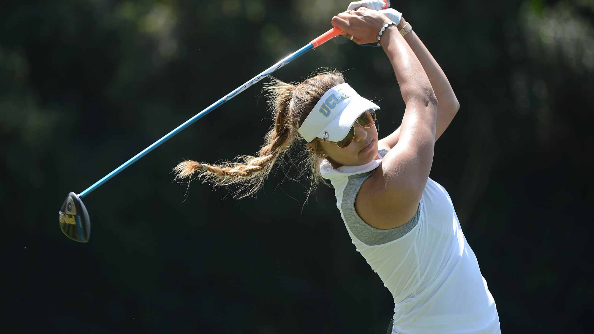 Alison Lee of the United States tees off the 2nd hole during Final Round of the LPGA KIA Classic at the Aviara Golf Club
