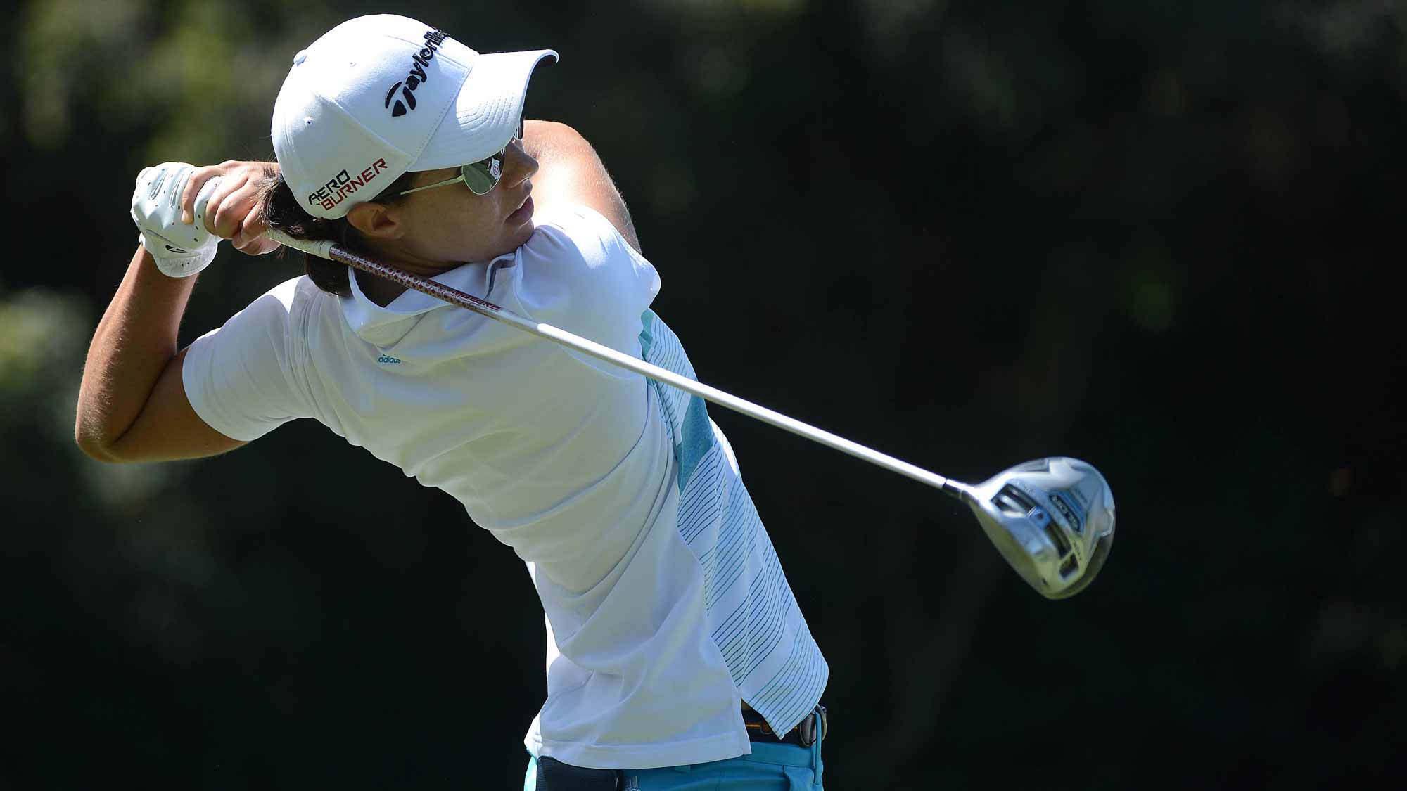 Carlota Ciganda of Spain tees off at the 2nd hole during Final Round of the LPGA KIA Classic at the Aviara Golf Club