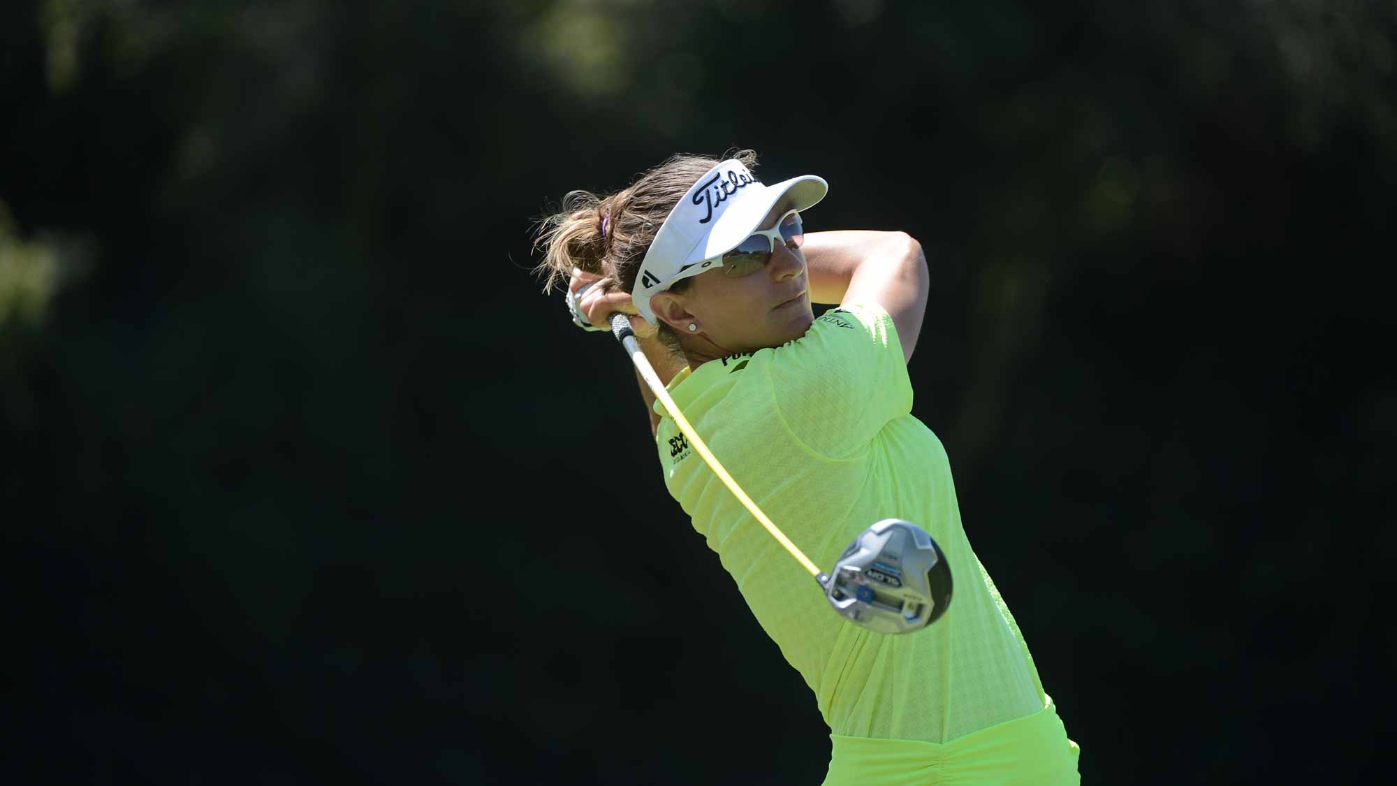 Brittany Lang tees off at the 2nd hole during Final Round of the LPGA KIA Classic at the Aviara Golf Club