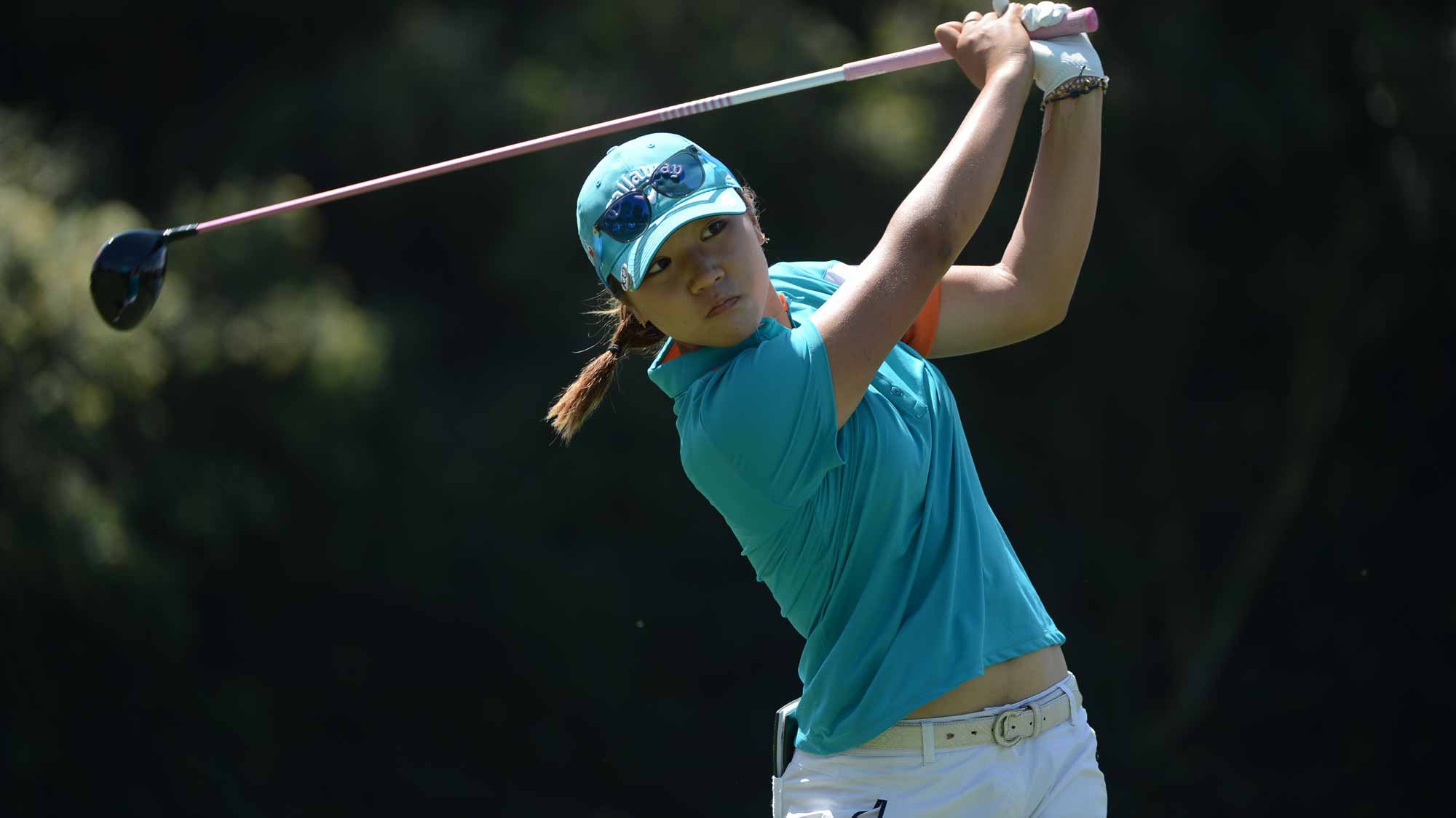 Lydia Ko of New Zealand tees off the 2nd hole during Final Round of the LPGA KIA Classic at the Aviara Golf Club