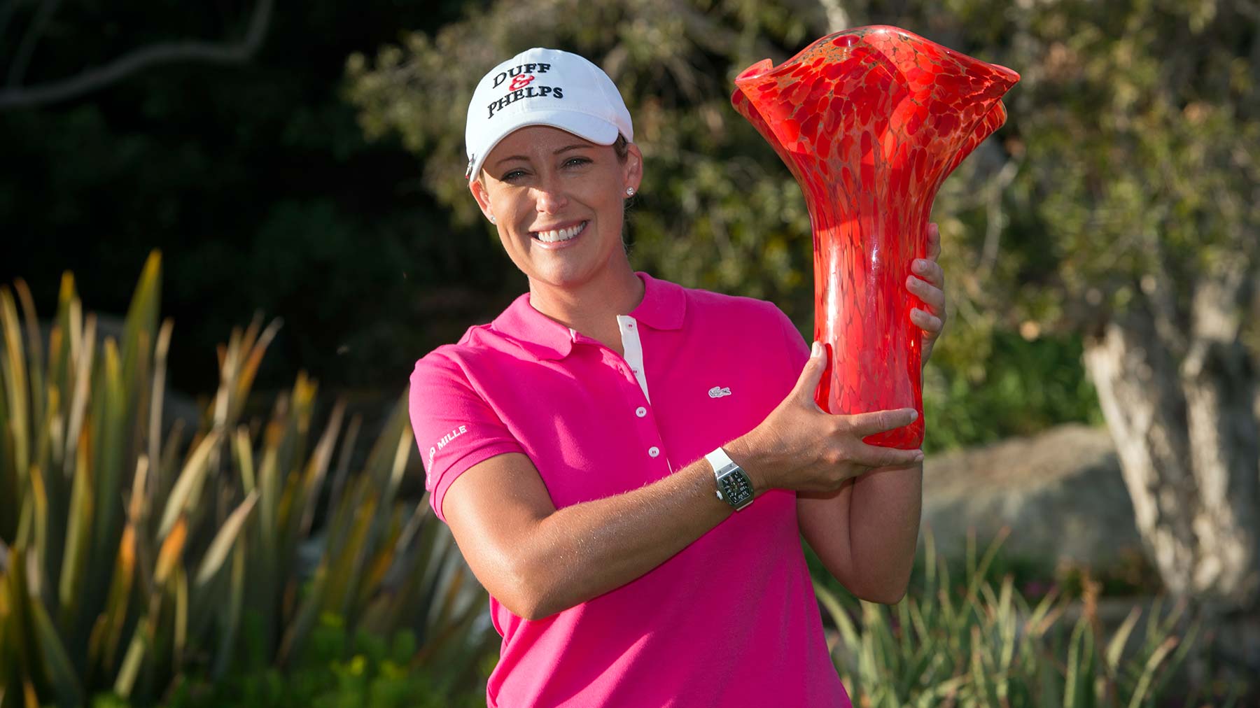 Cristie Kerr Holding up the 2015 Kia Classic Trophy