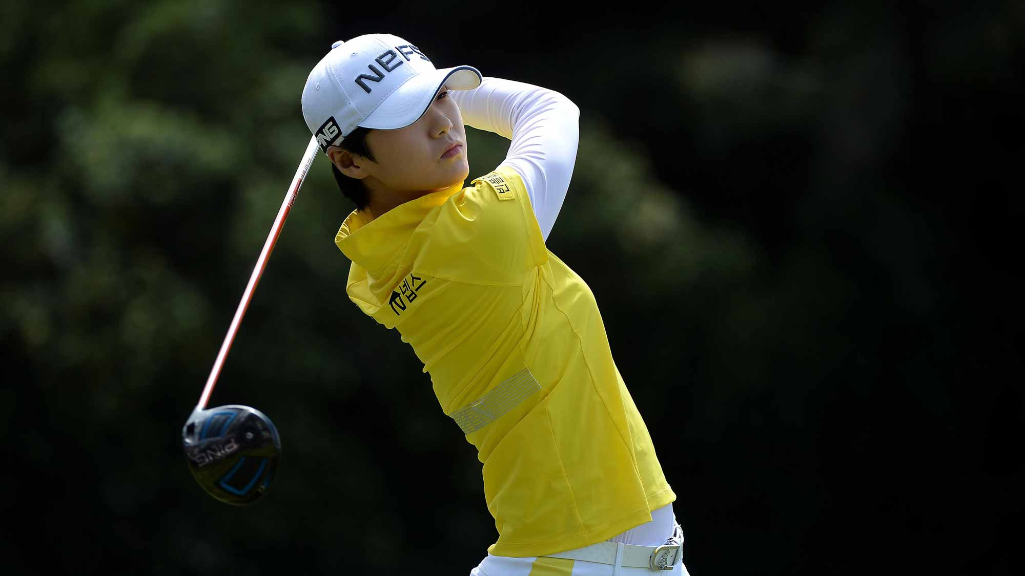 Sung Hyun Park of South Korea tees off on the second hole during the final round of the KIA Classic