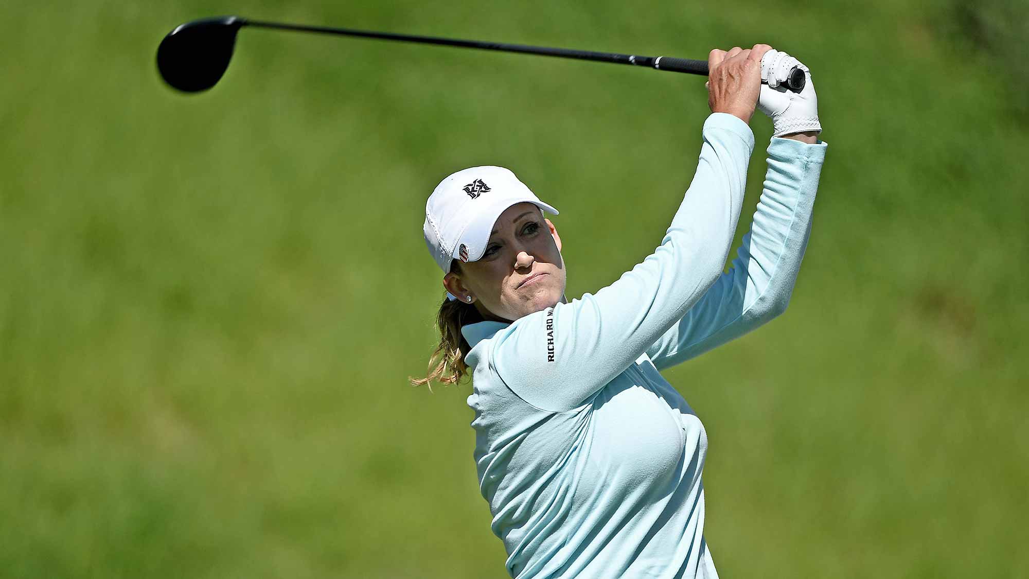 Cristie Kerr tees off the 17th hole during the 2nd Round of the KIA Classic at the Park Hyatt Aviara Resort