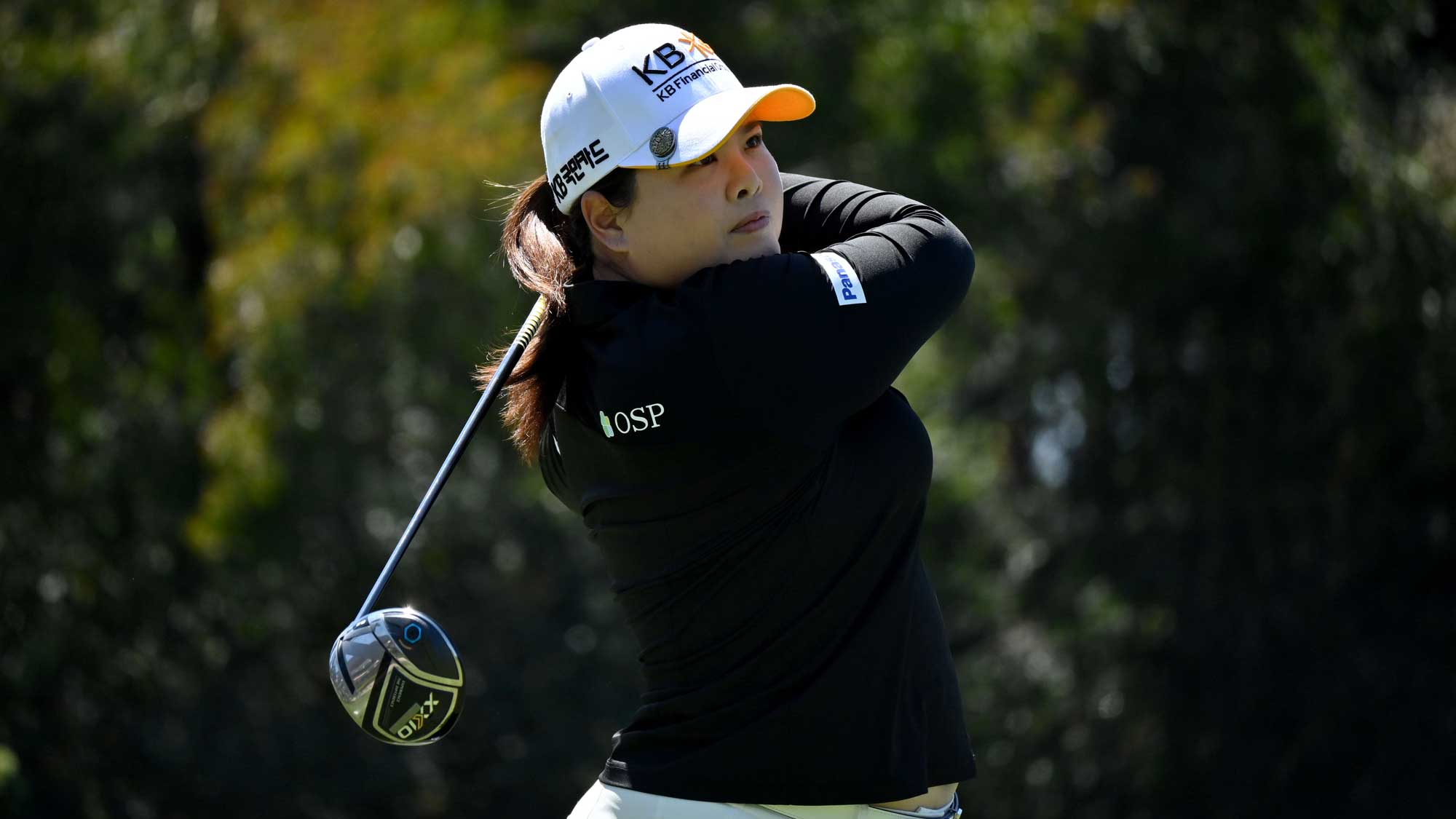  Inbee Park of South Korea tees off the 2nd hole plays during Round Three of the KIA Classic at the Aviara Golf Club on March 27, 2021 in Carlsbad, California.