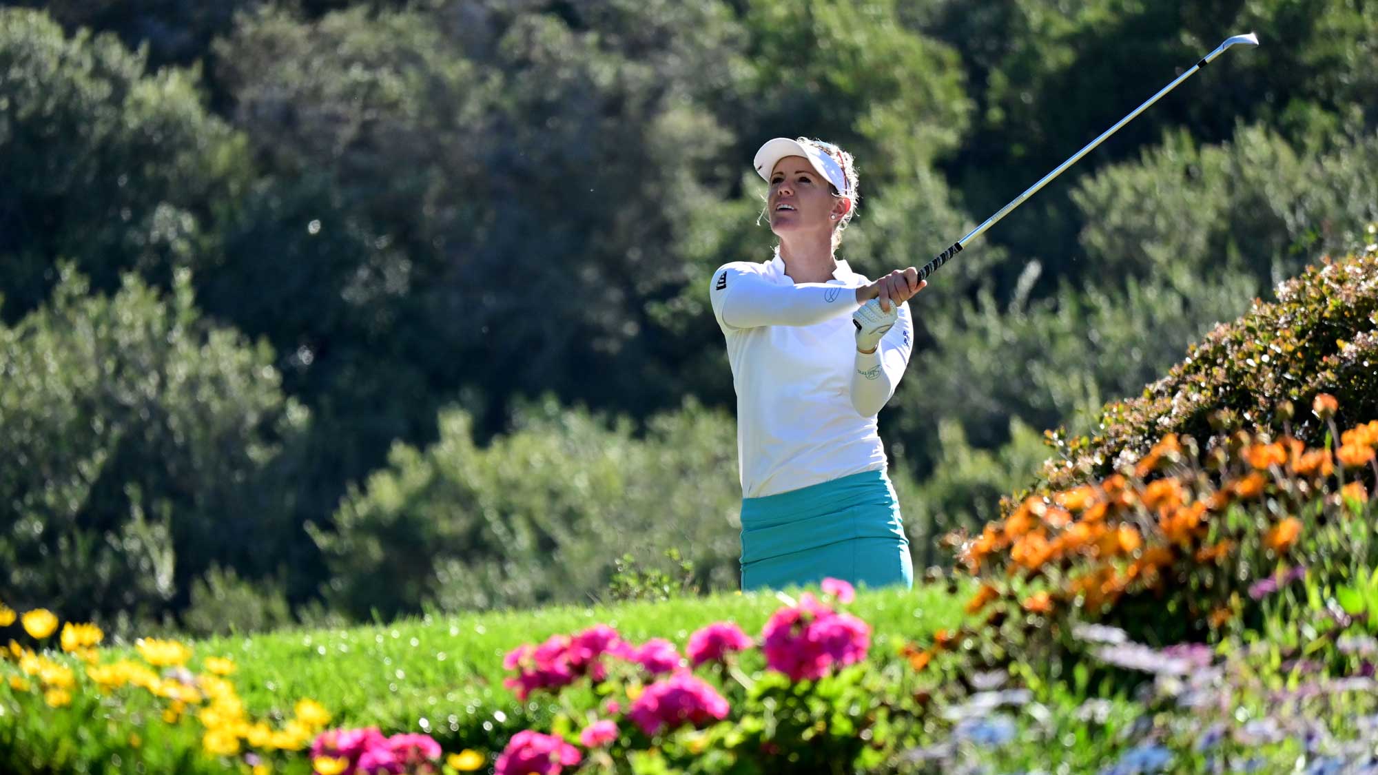 Amy Olson tees off the 14th hole during the Final Round of the KIA Classic at the Aviara Golf Club on March 28, 2021 in Carlsbad, California.