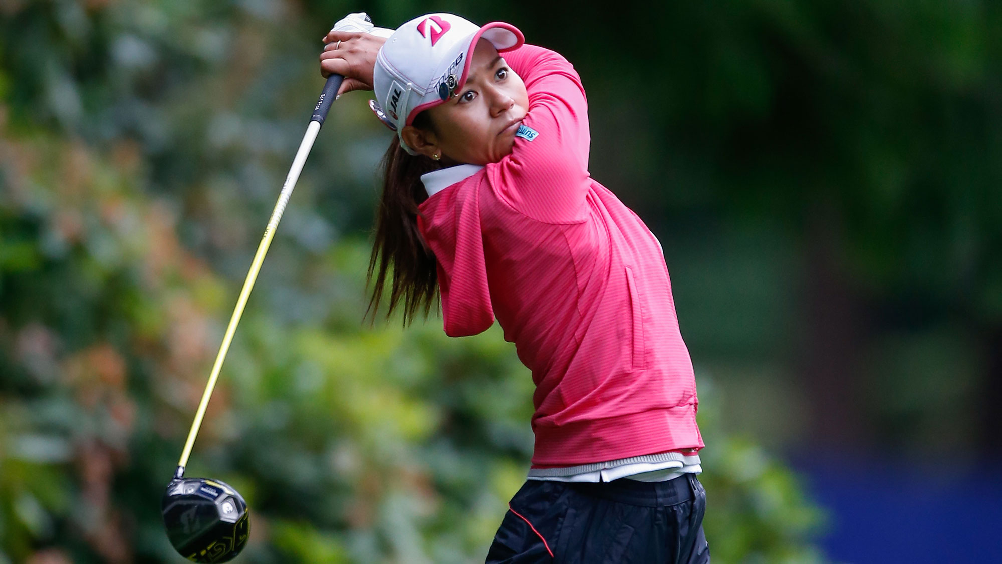 Ai Miyazato hits a tee shot on the 11th tee during the first round of the KPMG Women's PGA Championship