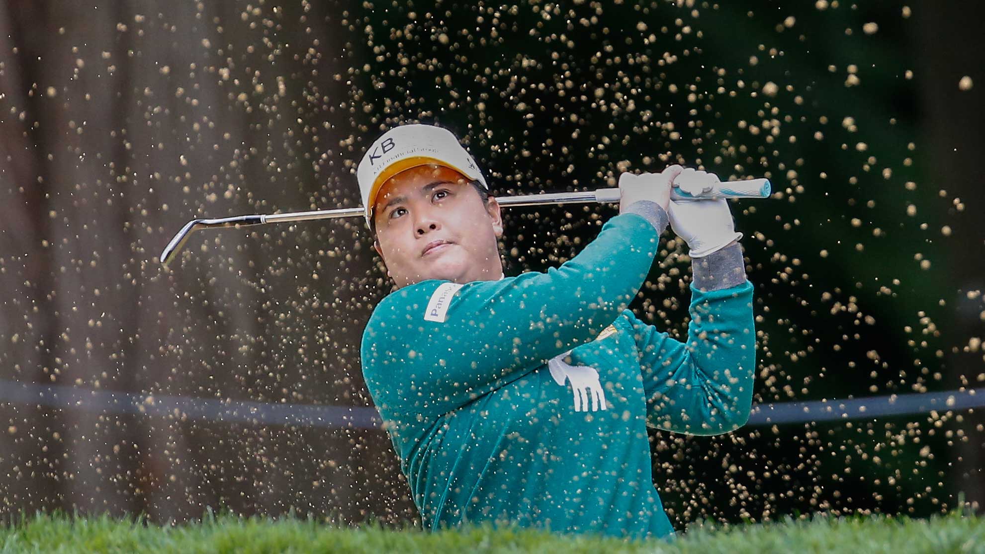 Inbee Park of South Korea hits out of the bunker on the 12th hole during the second round of the KPMG Women's PGA Championship