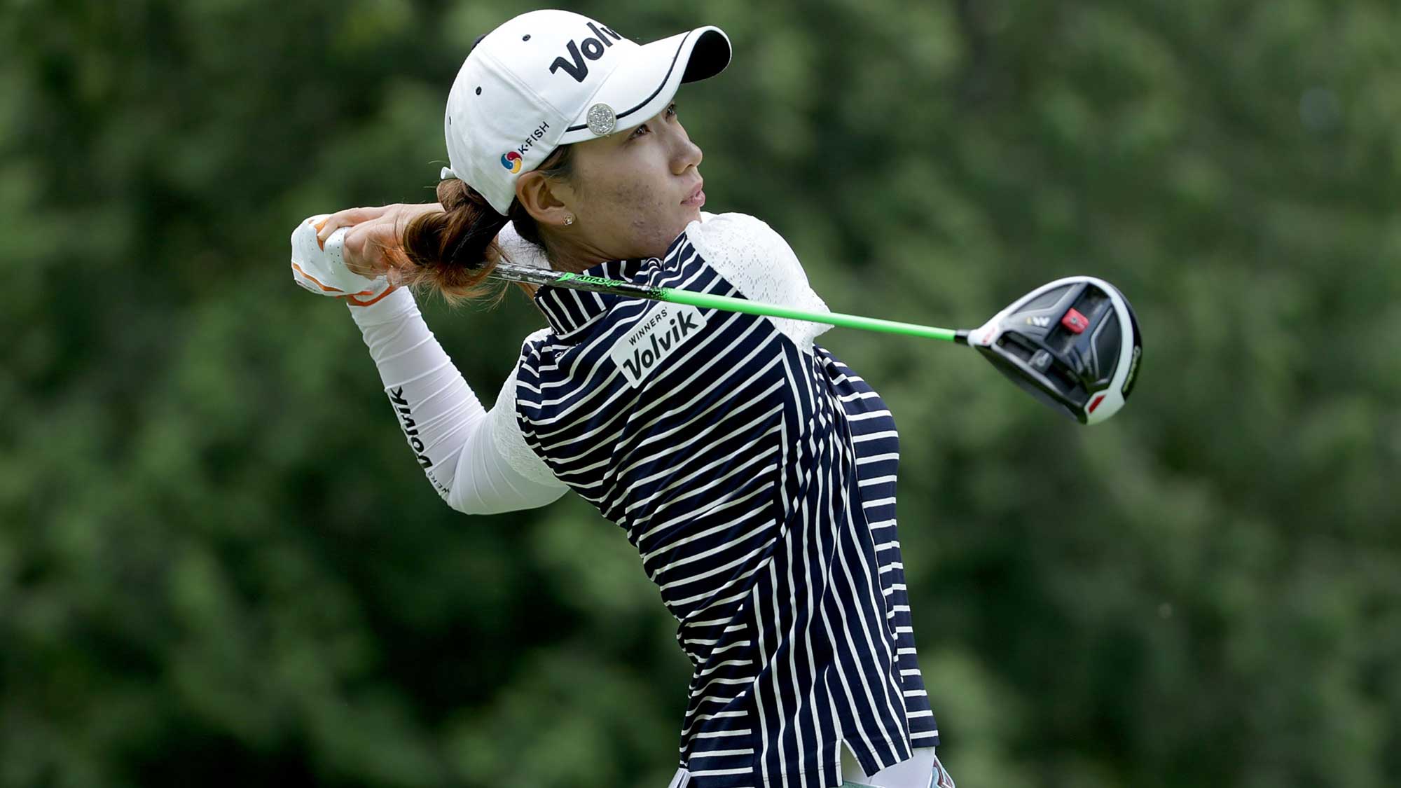 Chelia Choi of South Korea hits a tee shot on the seventh hole during the final round of the KPMG Women's PGA Championship