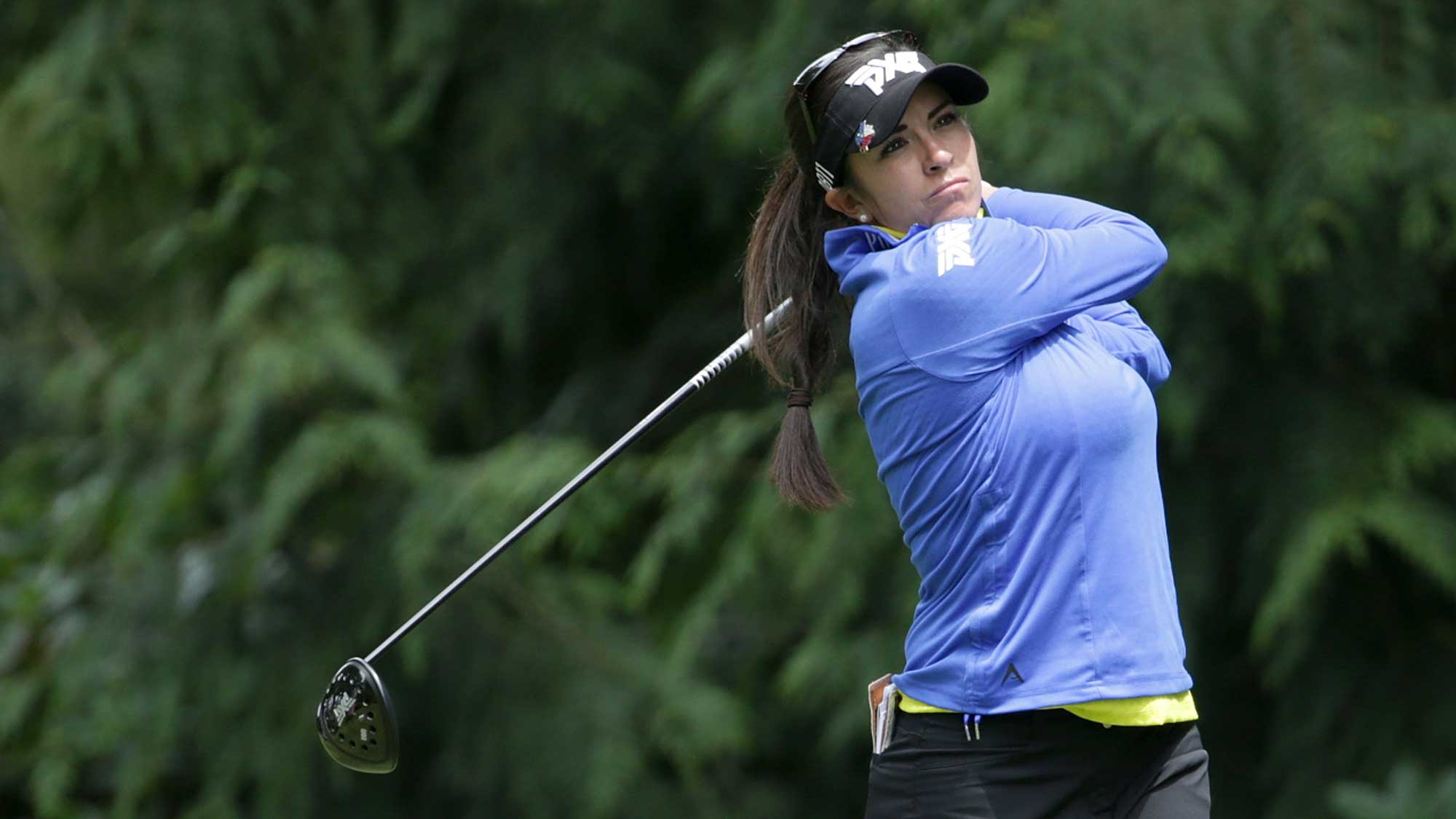 Gerina Piller hits a tee shot on the fourth hole during the final round of the KPMG Women's PGA Championship
