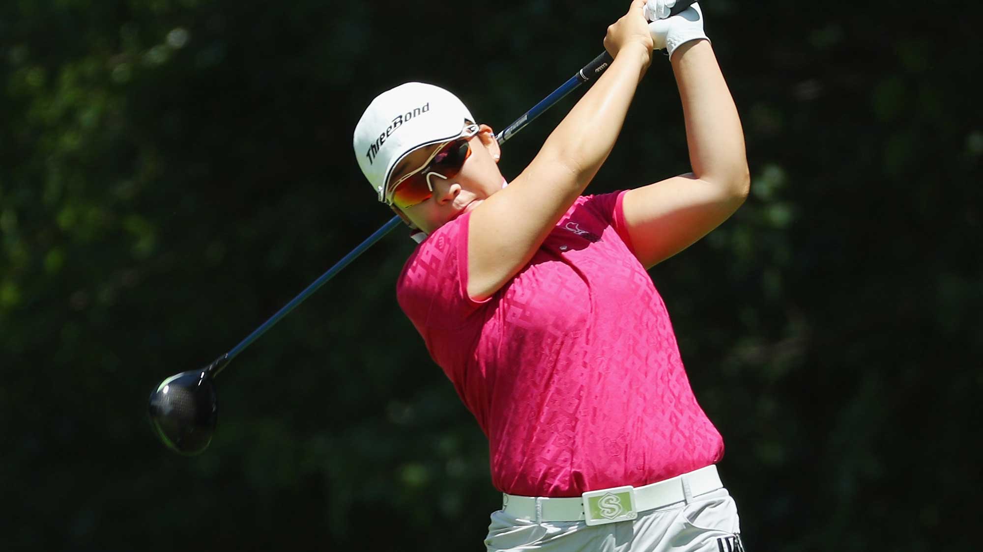 Jiyai Shin of South Korea hits her tee shot on the seventh hole during the third round of the 2017 KPMG Women's PGA Championship