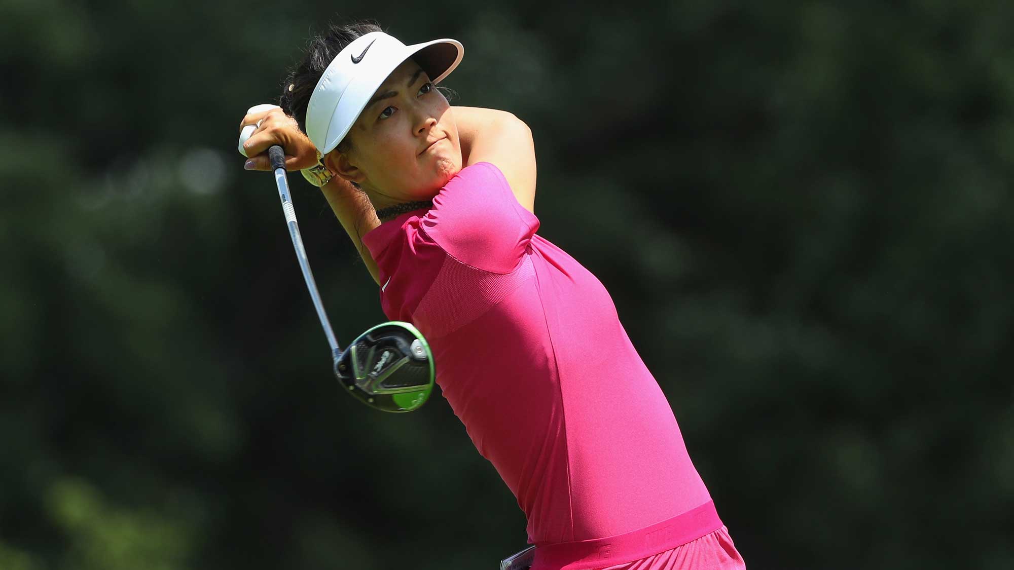 Michelle Wie hits her tee shot on the ninth hole during the third round of the 2017 KPMG Women's PGA Championship