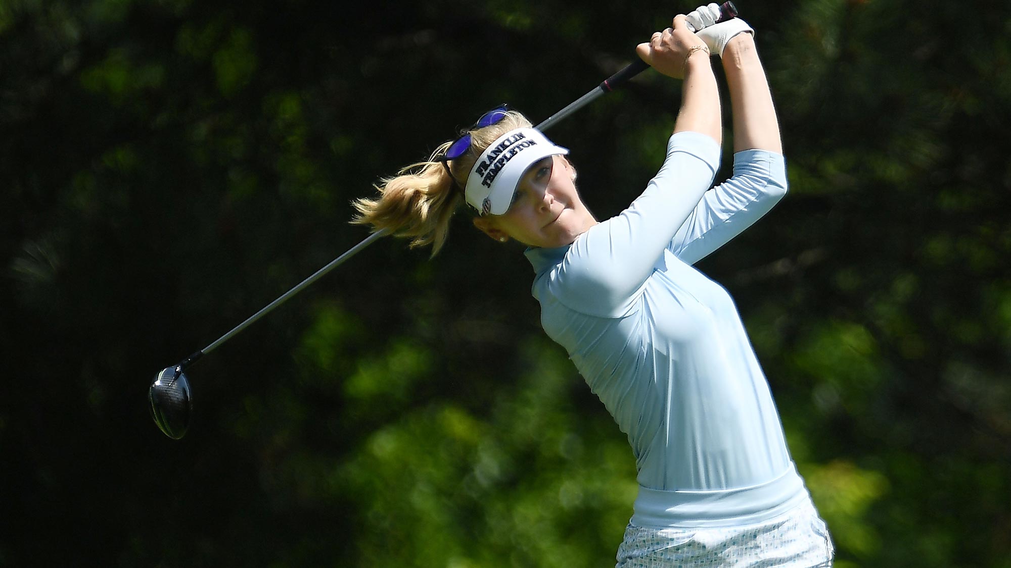 Jessica Korda hits her tee shot on the second hole during the third round of the KPMG Women's PGA Championship