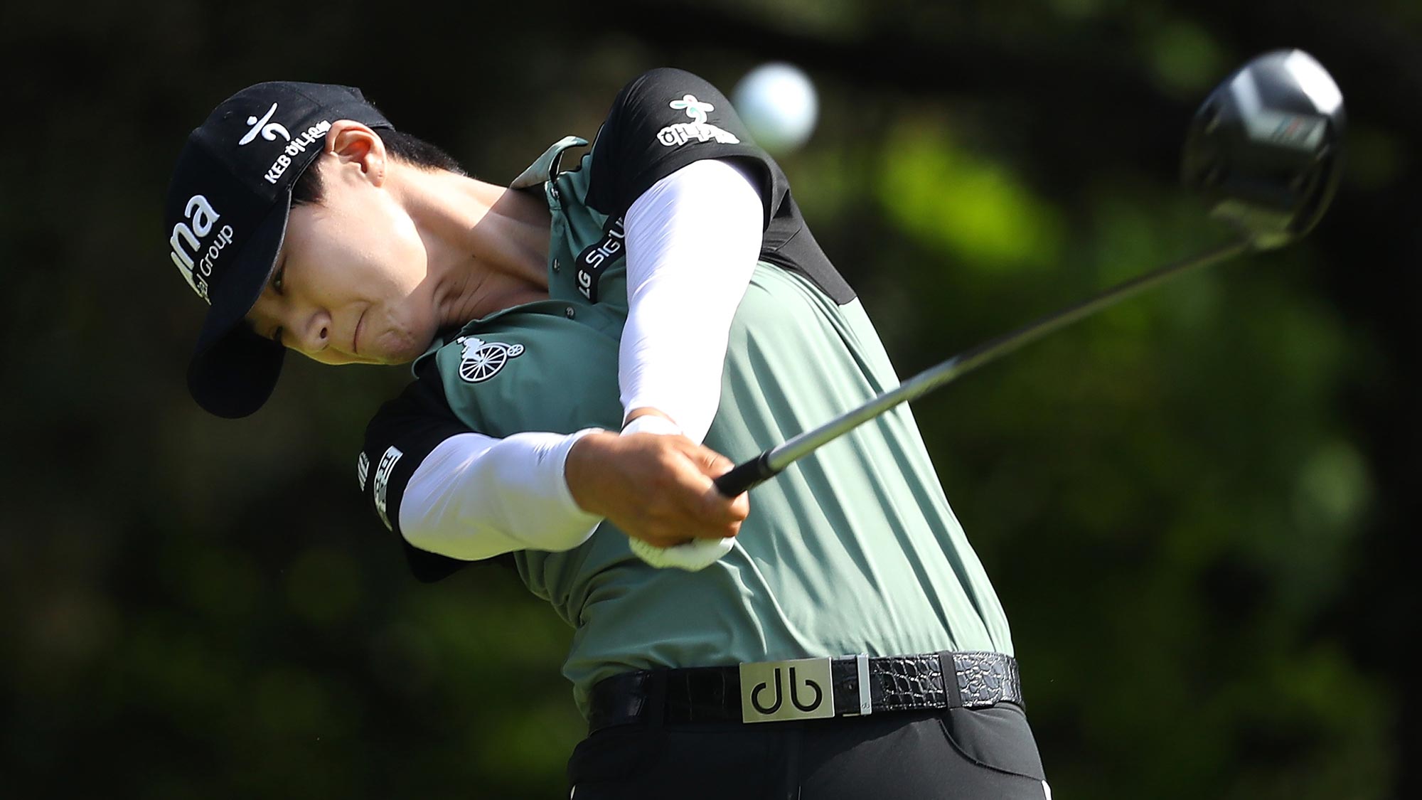 Sung Hyun Park of Korea hits her drive on the second hole during the final round of the 2018 KPMG Women's PGA Championship
