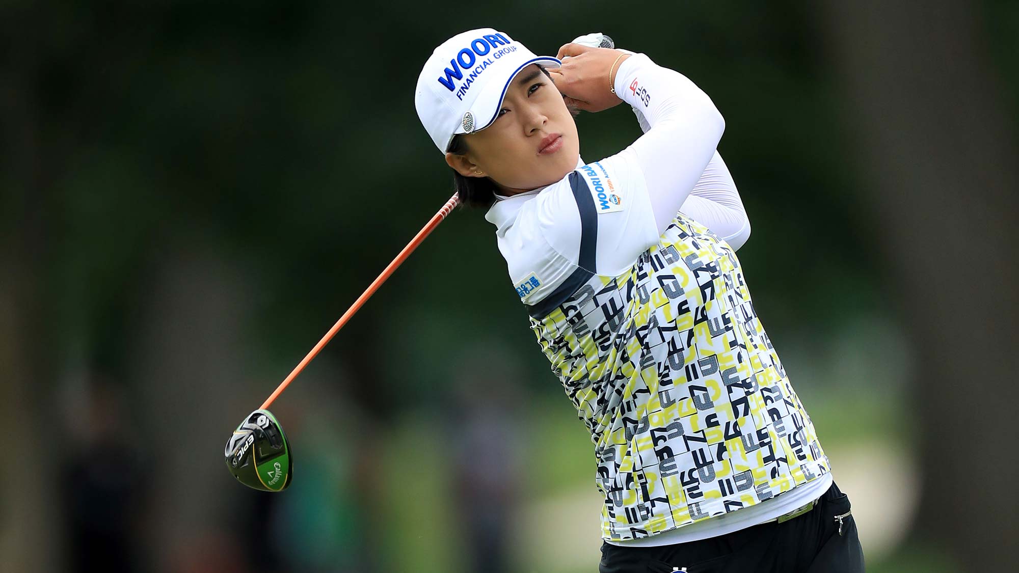 Amy Yang of South Korea plays her tee shot on the par 5, seventh hole during the third round of the 2019 Women's PGA Championship