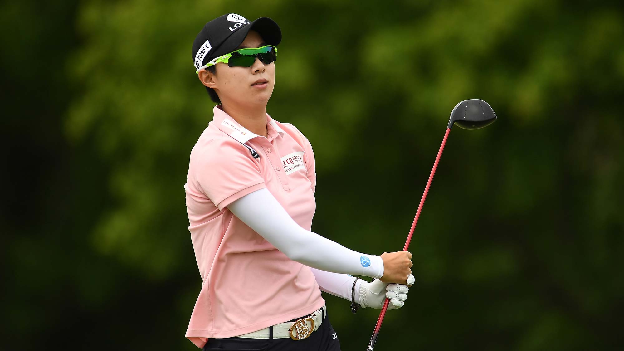 Hyo Joo Kim of Korea hits her tee shot on the 10th hole during the second round of the KPMG PGA Championship