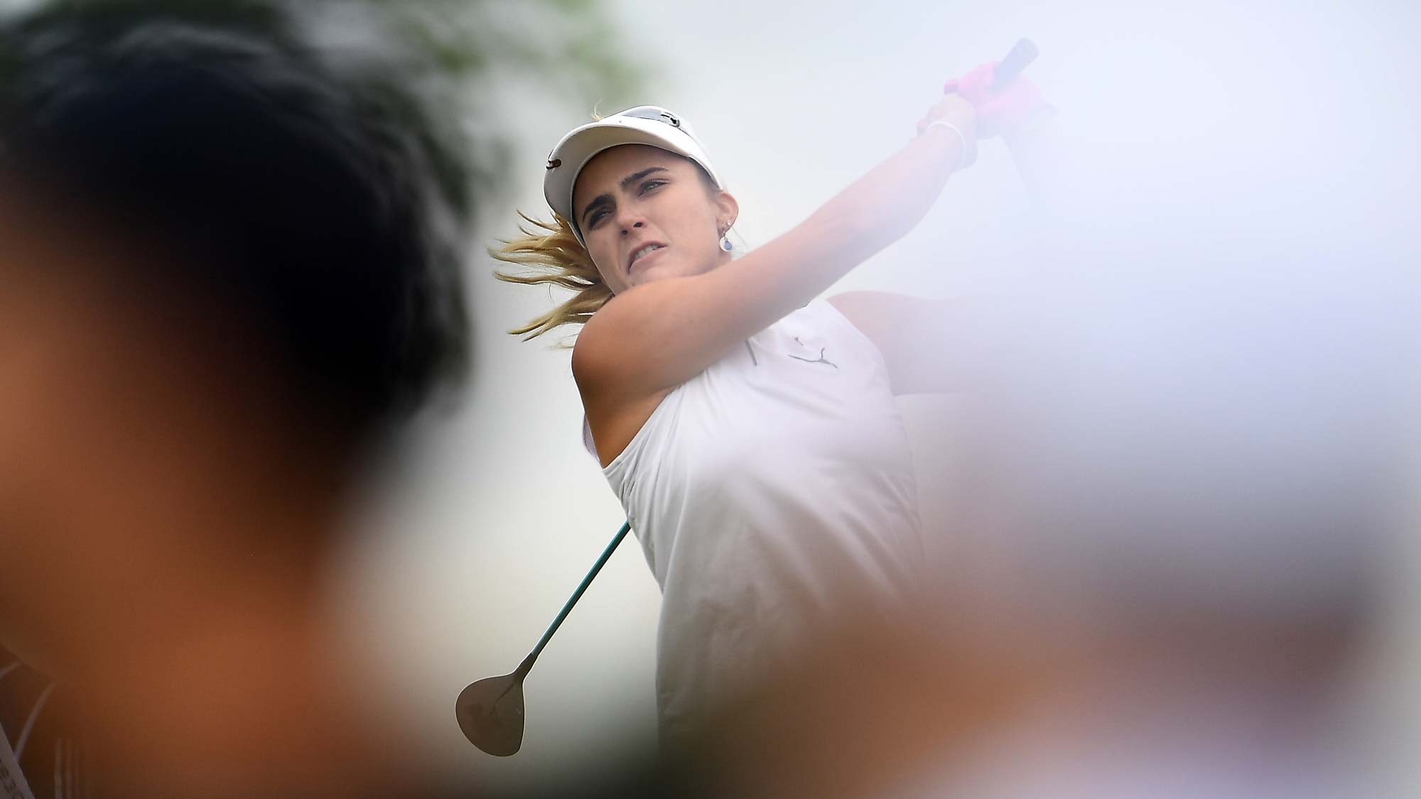 Lexi Thompson hits her tee shot on the second hole during the third round of the KPMG PGA Championship