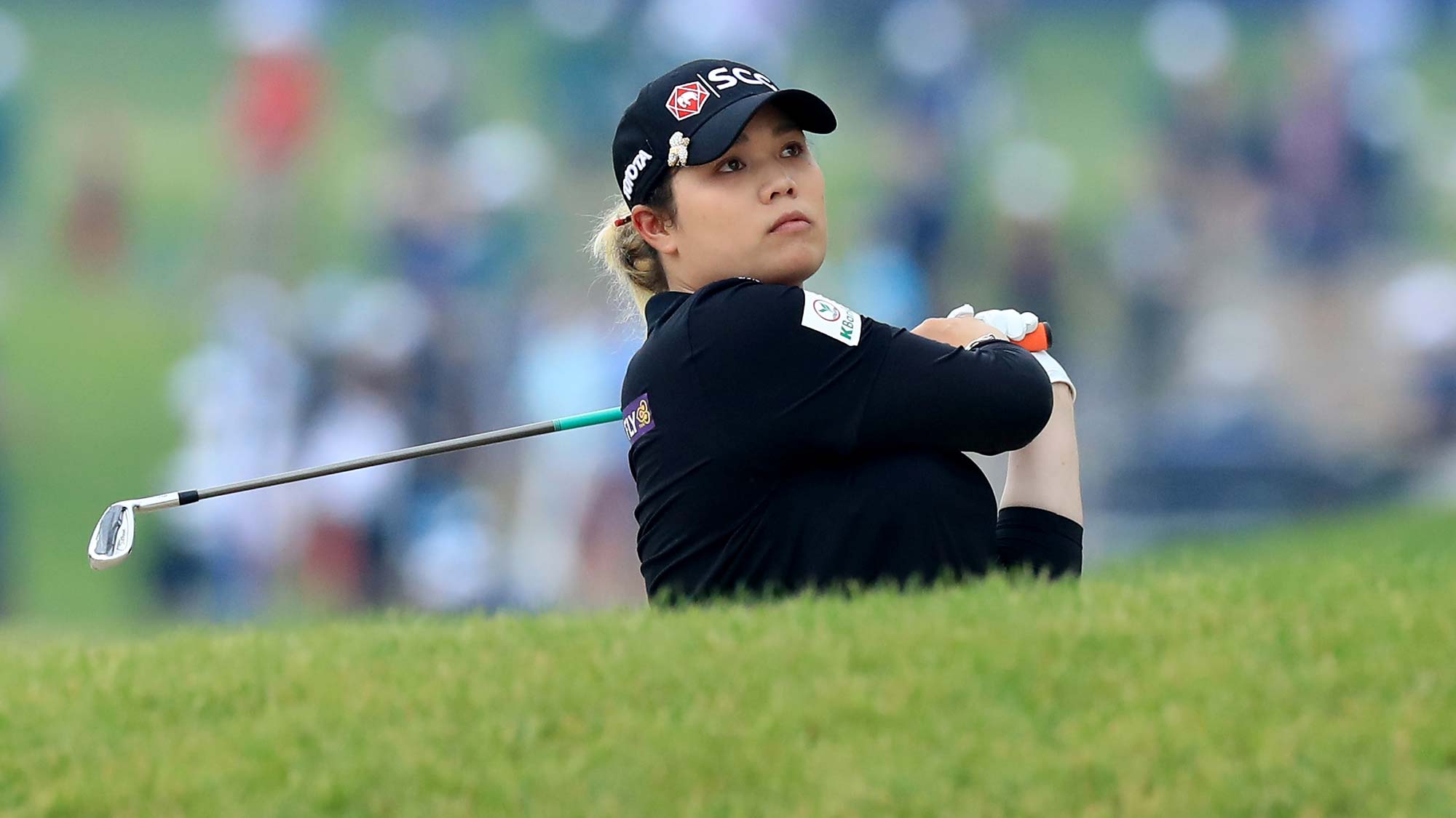 Ariya Jutanugarn of Thailand plays her second shot on the par 4, second hole during the final round of the 2019 KPMG Women's PGA Championship