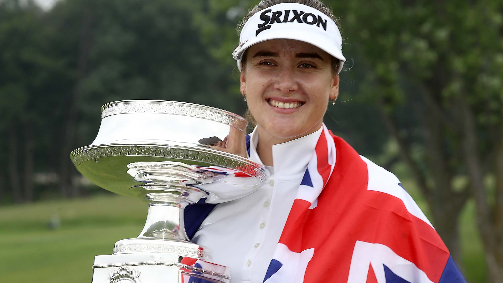 Hannah Green of Australia poses with the trophy after winning the KPMG Women's PGA Championship at Hazeltine National Golf Course