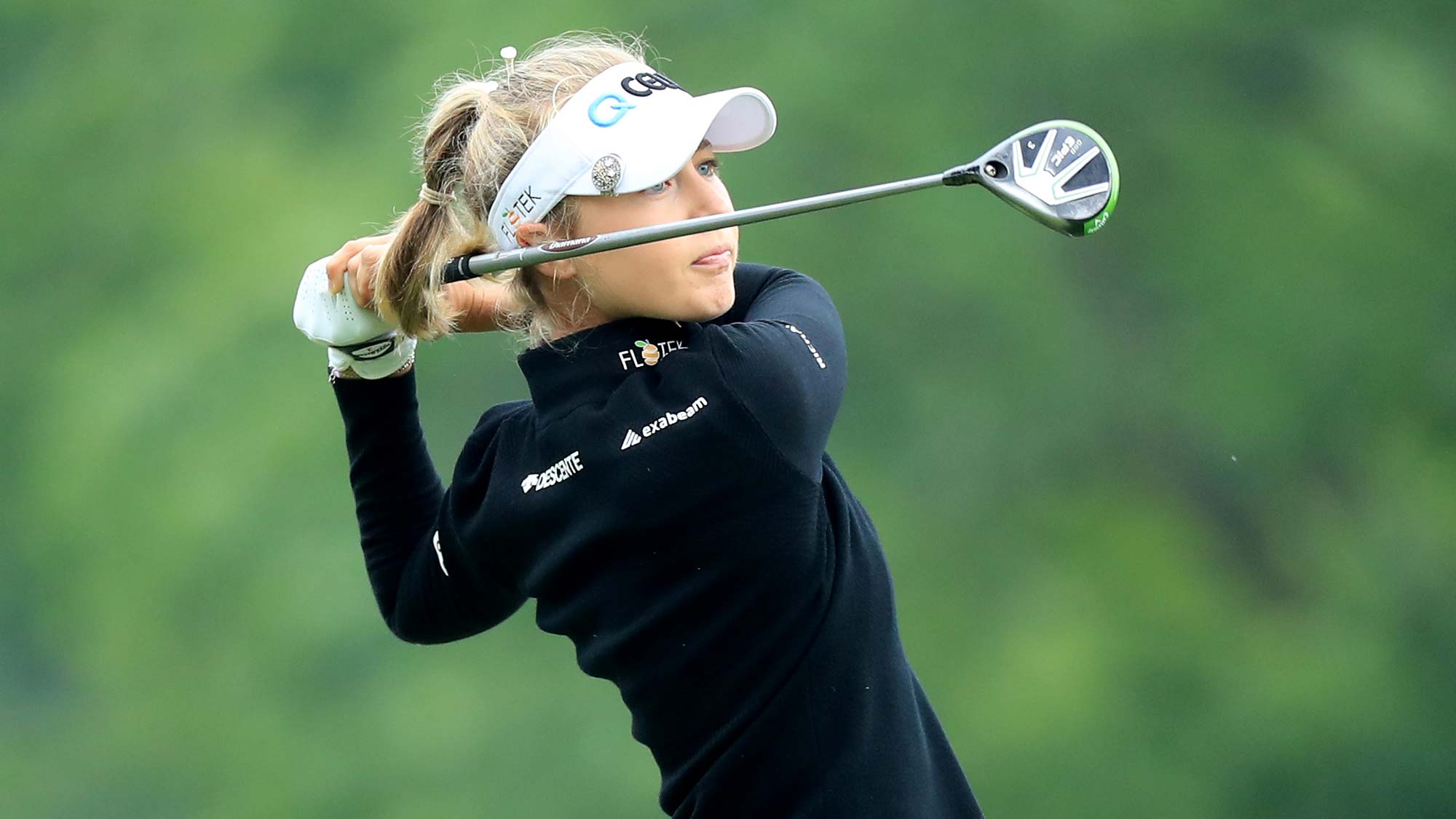 Nelly Korda of the United States plays her tee shot on the par 5, third hole during the final round of the 2019 KPMG Women's PGA Championship