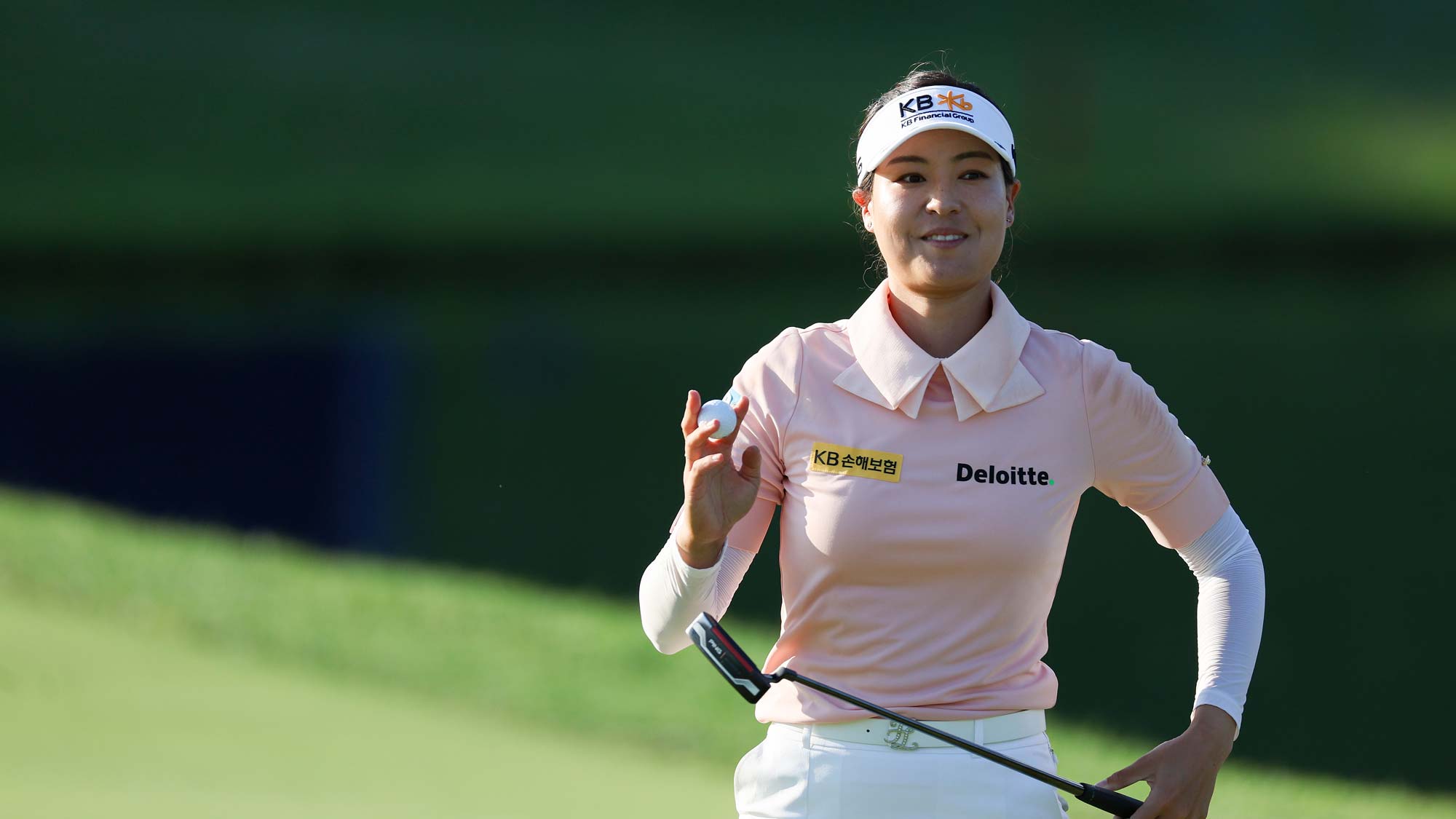 In Gee Chun of South Korea reacts after making birdie on the 18th green during the second round of the KPMG Women's PGA Championship at Congressional Country Club