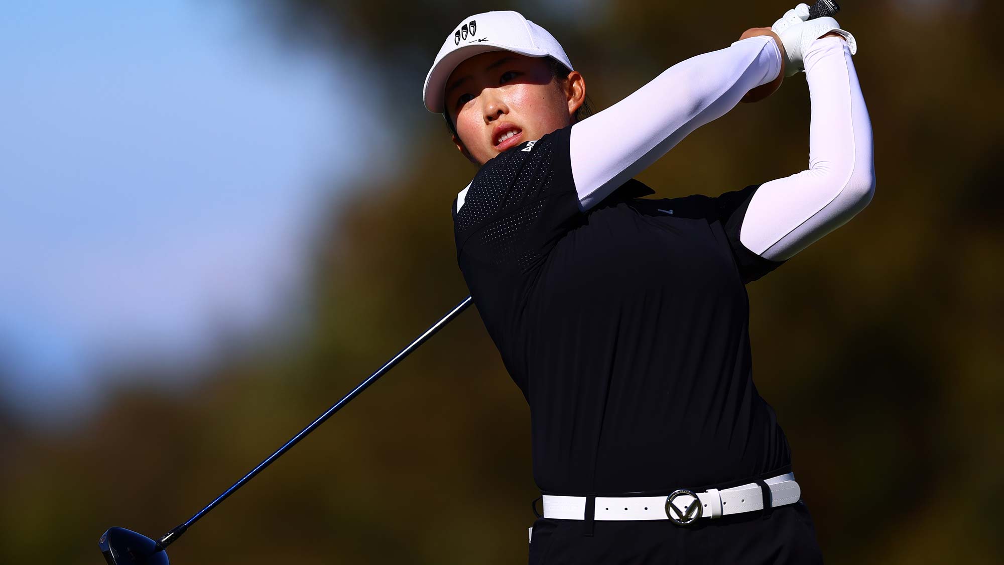 Ruoning Yin of China plays her shot from the 12th tee during the third round of the DIO Implant LA Open
