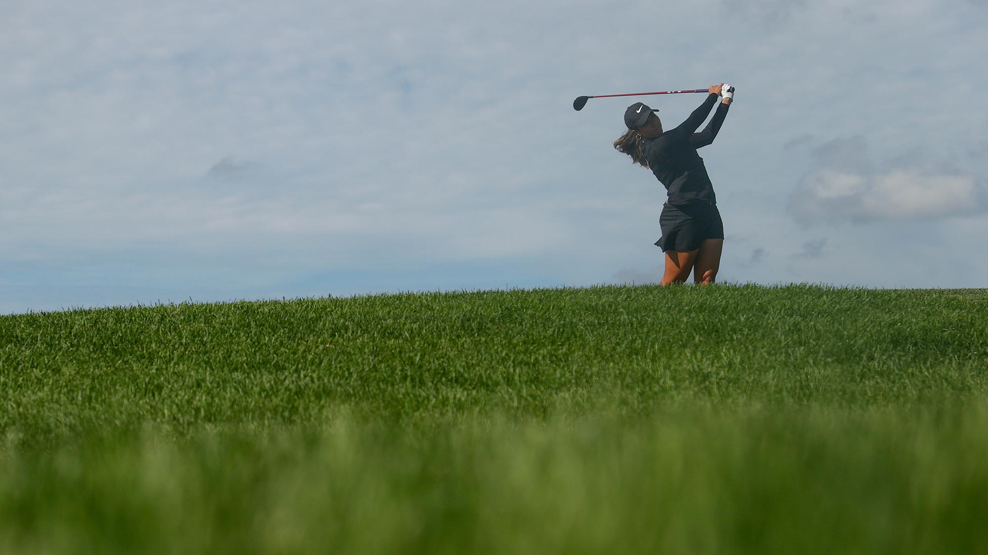 Cheyenne Woods plays her shot from the 15th tee during the first round of the LPGA Drive On Championship at Inverness Club on July 31, 2020 in Toledo, Ohio.