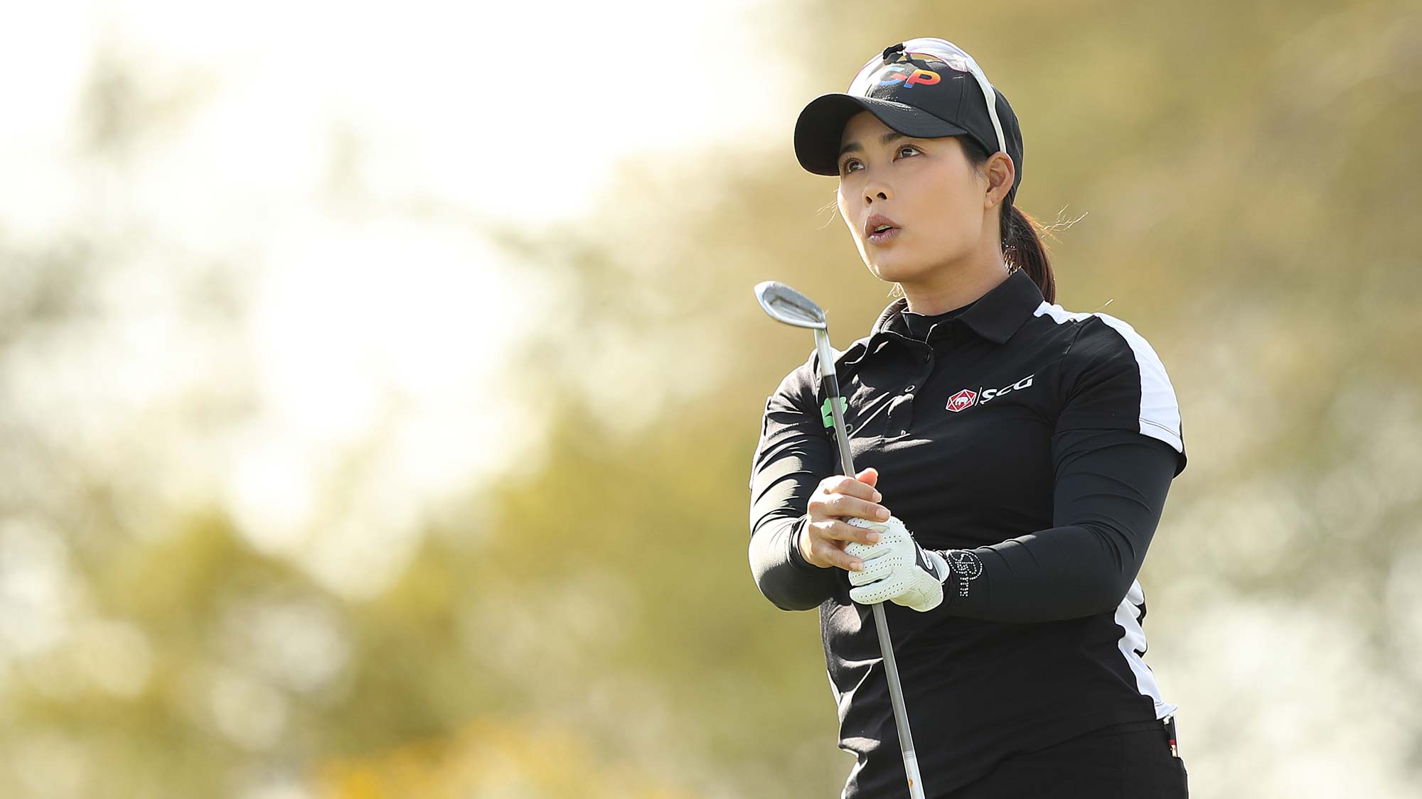 Moriya Jutanugarn of Thailand plays her shot from the 12th tee during the third round of the LPGA Drive On Championship