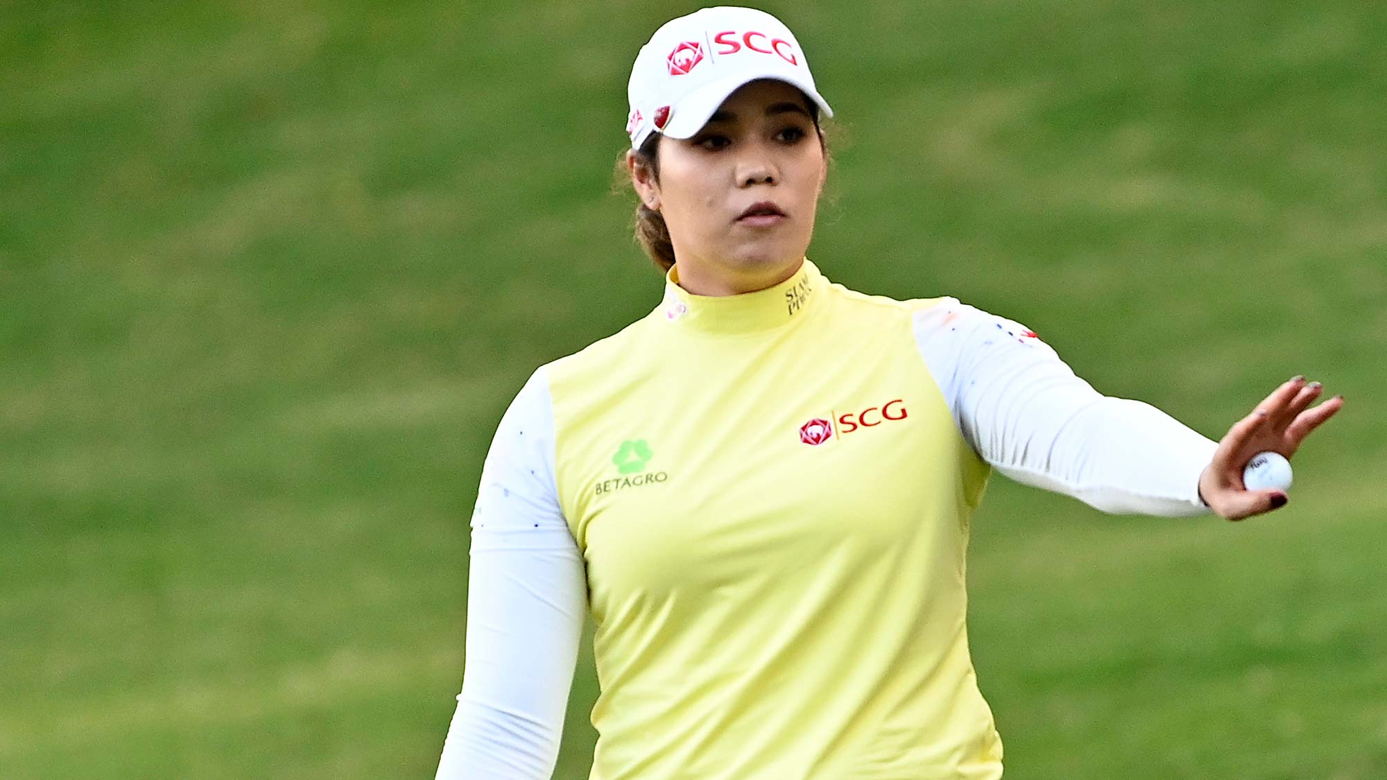 Ariya Jutanugarn waves after finishing her first round of the 2020 LPGA Drive On Championship - Reynolds Lake Oconee