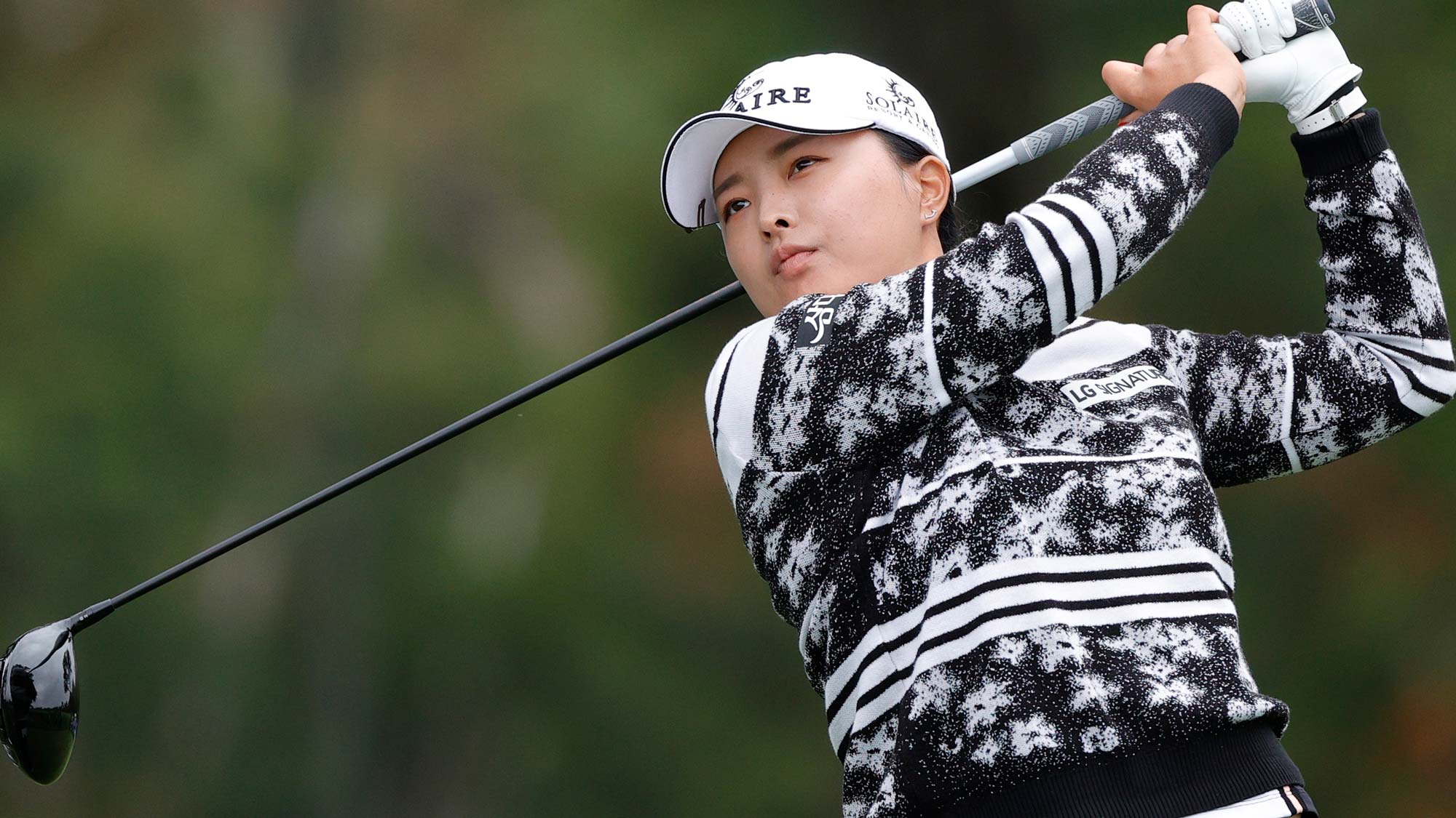 Jin Young Ko of Korea hits her tee shot on the 2nd hole during the first round of the Cognizant Founders Cup