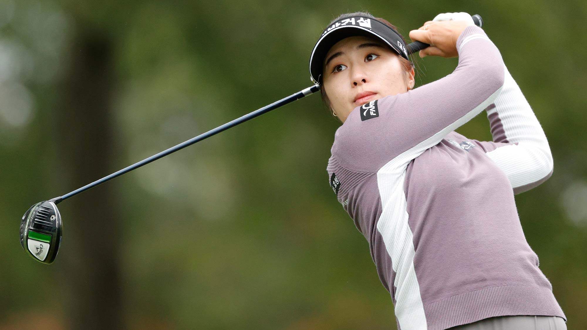 Jeongeun Lee6 of Korea hits their tee shot on the 2nd hole during the final round of the Cognizant Founders Cup