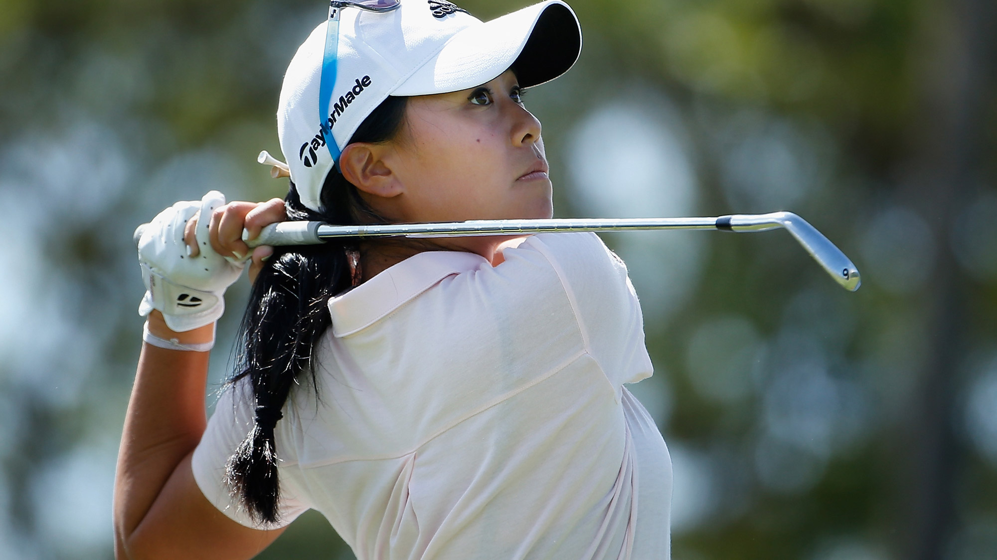 Danielle Kang plays a tee shot on the eighth hole during the second round of the LPGA LOTTE Championship 