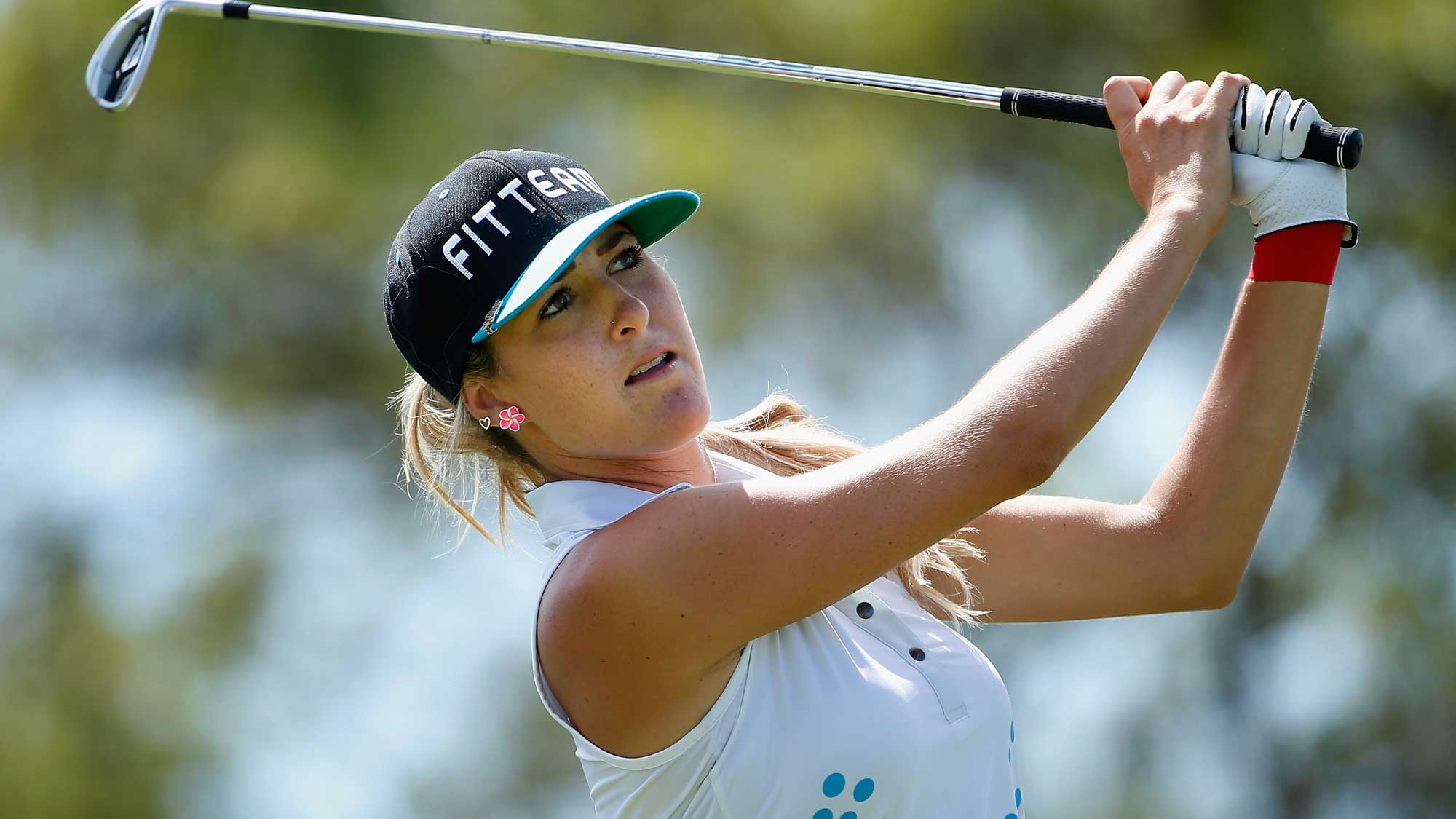 Jaye Marie Green plays a tee shot on the eighth hole during the second roun...