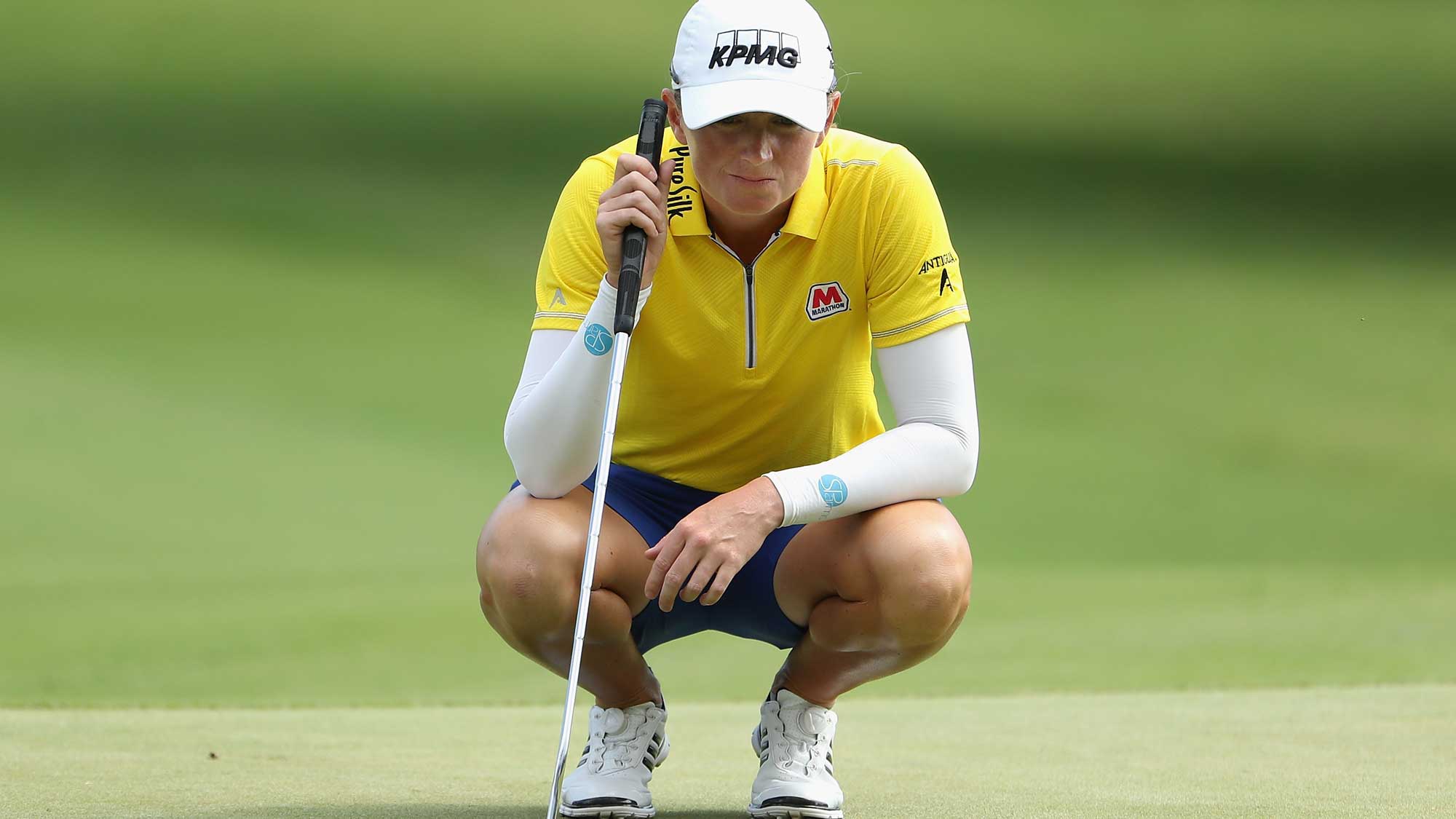 Stacy Lewis putts on the ninth green during the second round of the LPGA LOTTE Championship Presented By Hershey