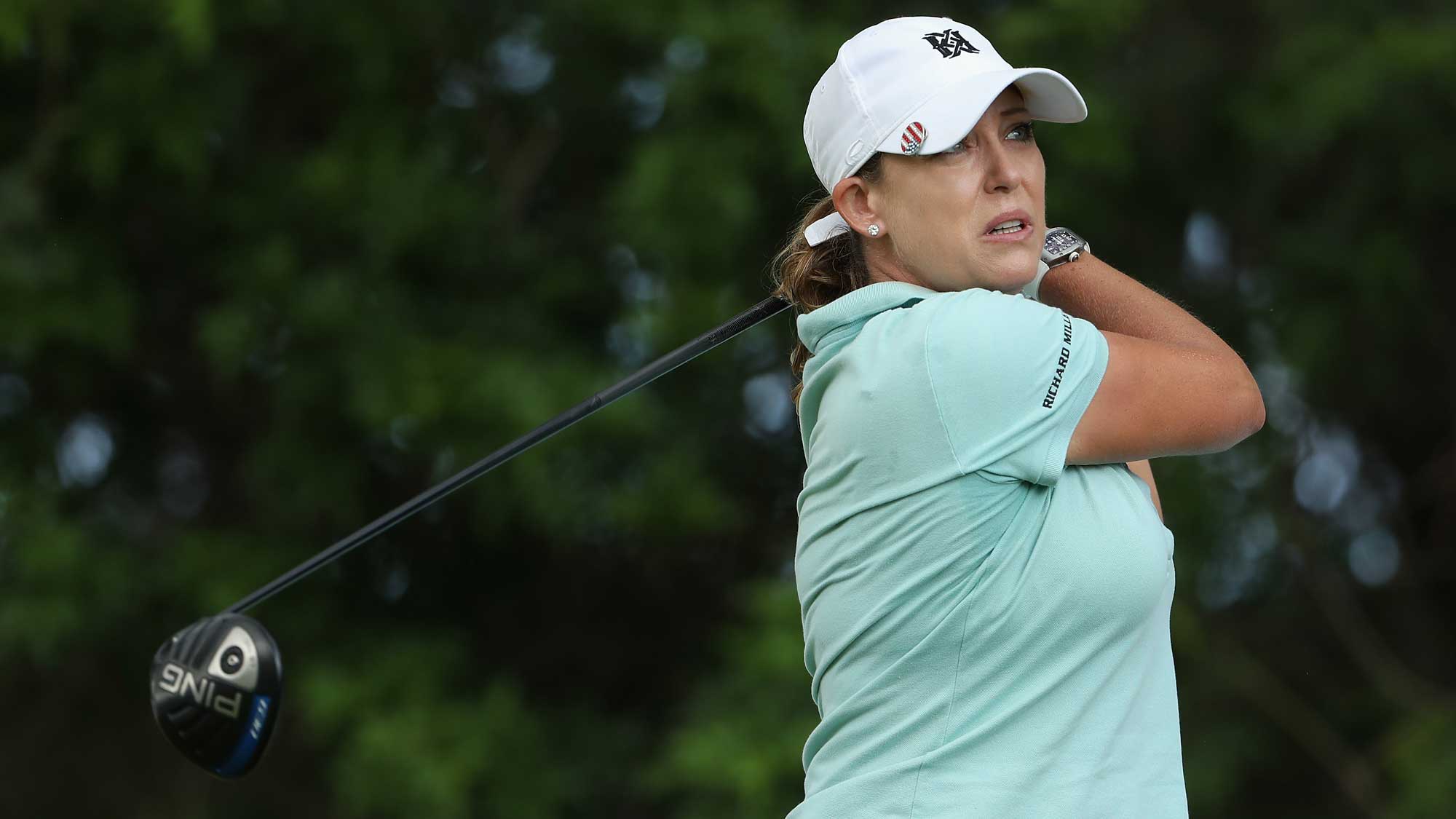 Cristie Kerr plays a tee shot on the fifth hole during the third round of the LPGA LOTTE Championship Presented By Hershey