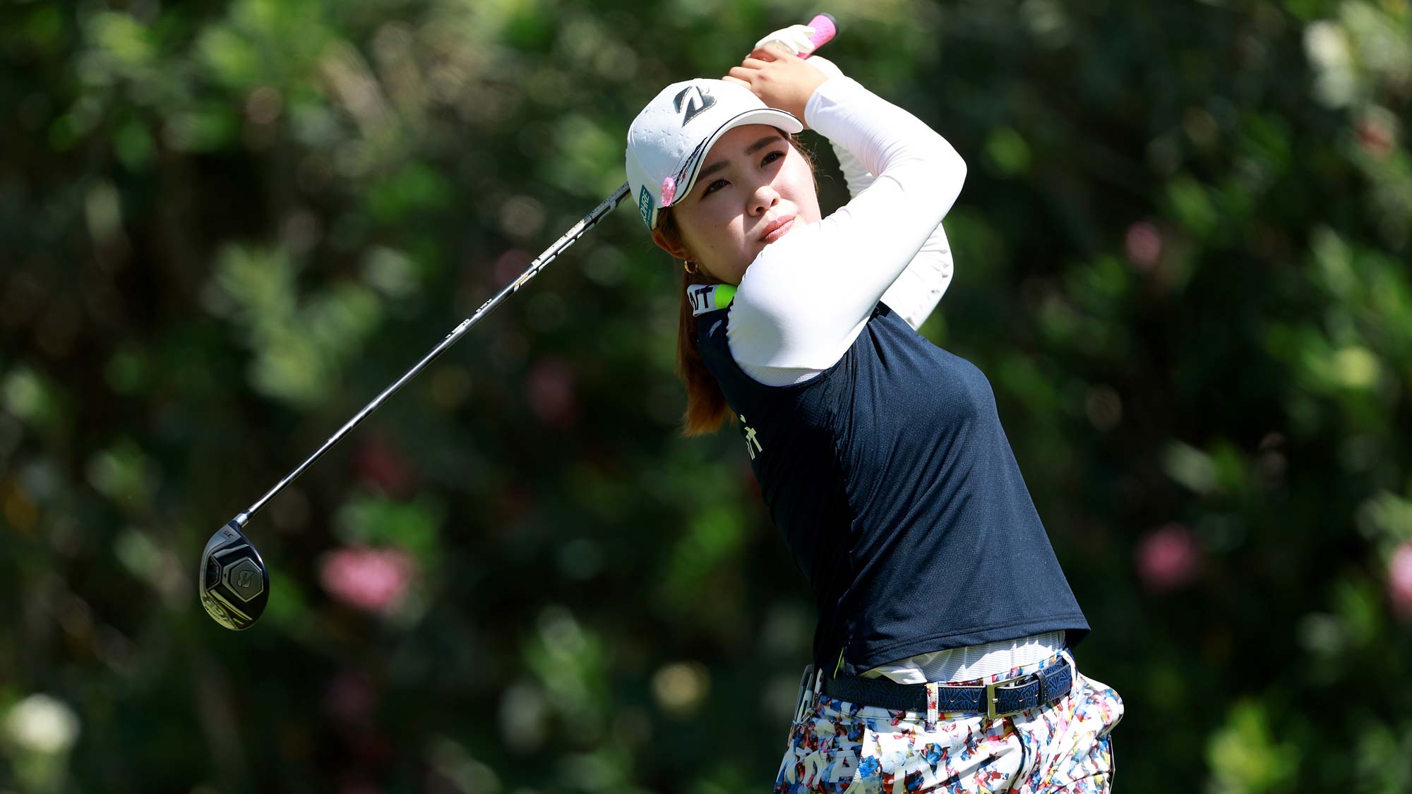 Ayaka Furue of Japan hits a drive from the second tee during the Bank of Hope LPGA Match-Play Hosted by Shadow Creek