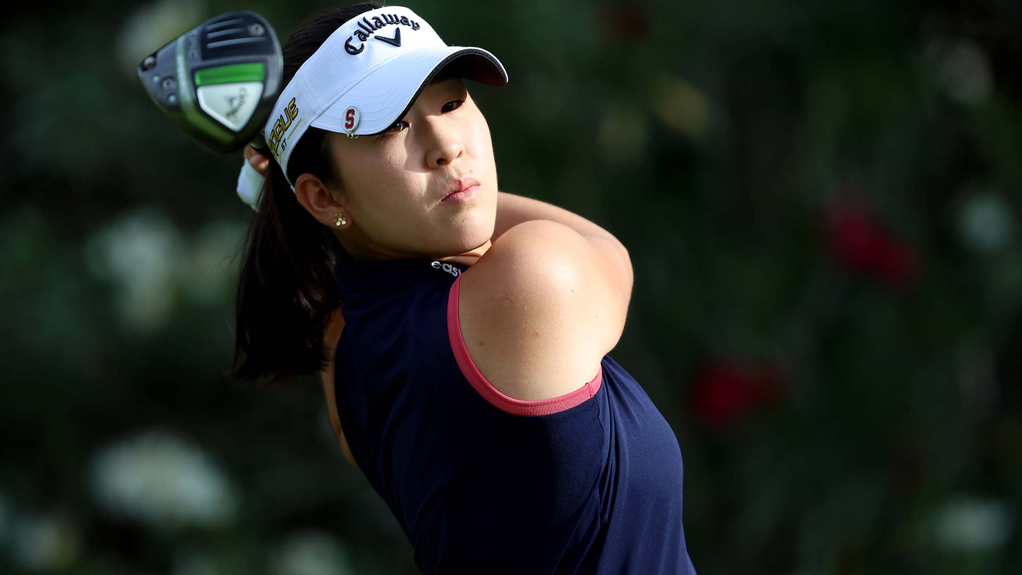 Andrea Lee of the United States hits a drive off the second tee during the Bank of Hope LPGA Match-Play Hosted by Shadow Creek