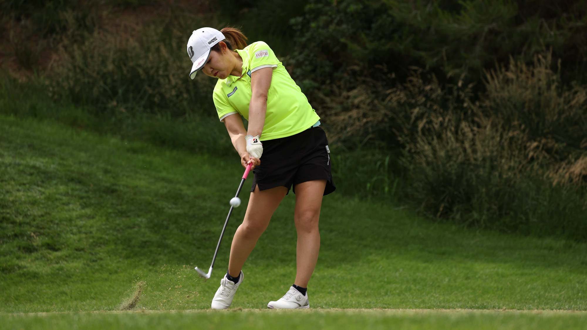 Ayaka Furue of Japan hits a tee shot on the eighth hole on day two of the Bank of Hope LPGA Match-Play presented by MGM Rewards