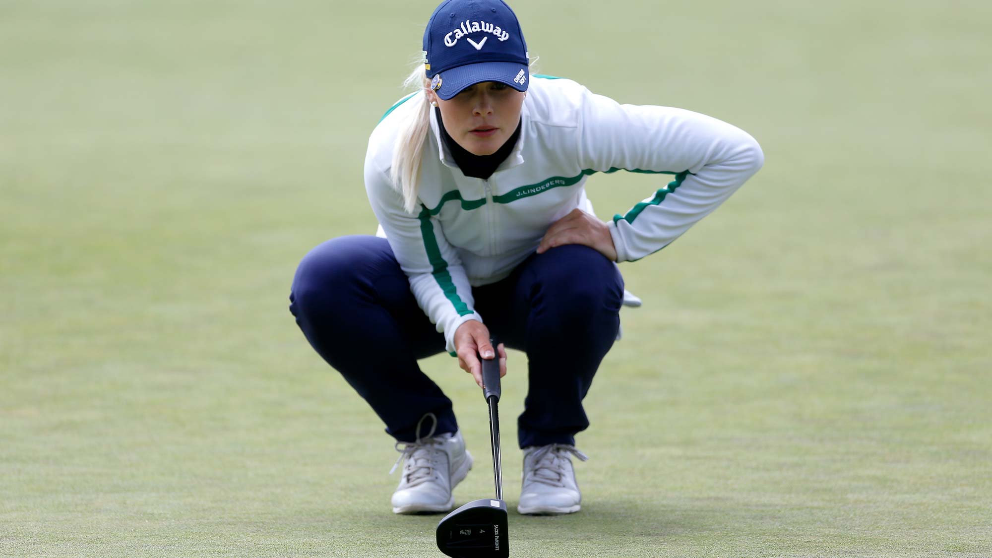 Louise Ridderstrom of Sweden lines up a putt on the 11th hole during the third round of the LPGA Mediheal Championship