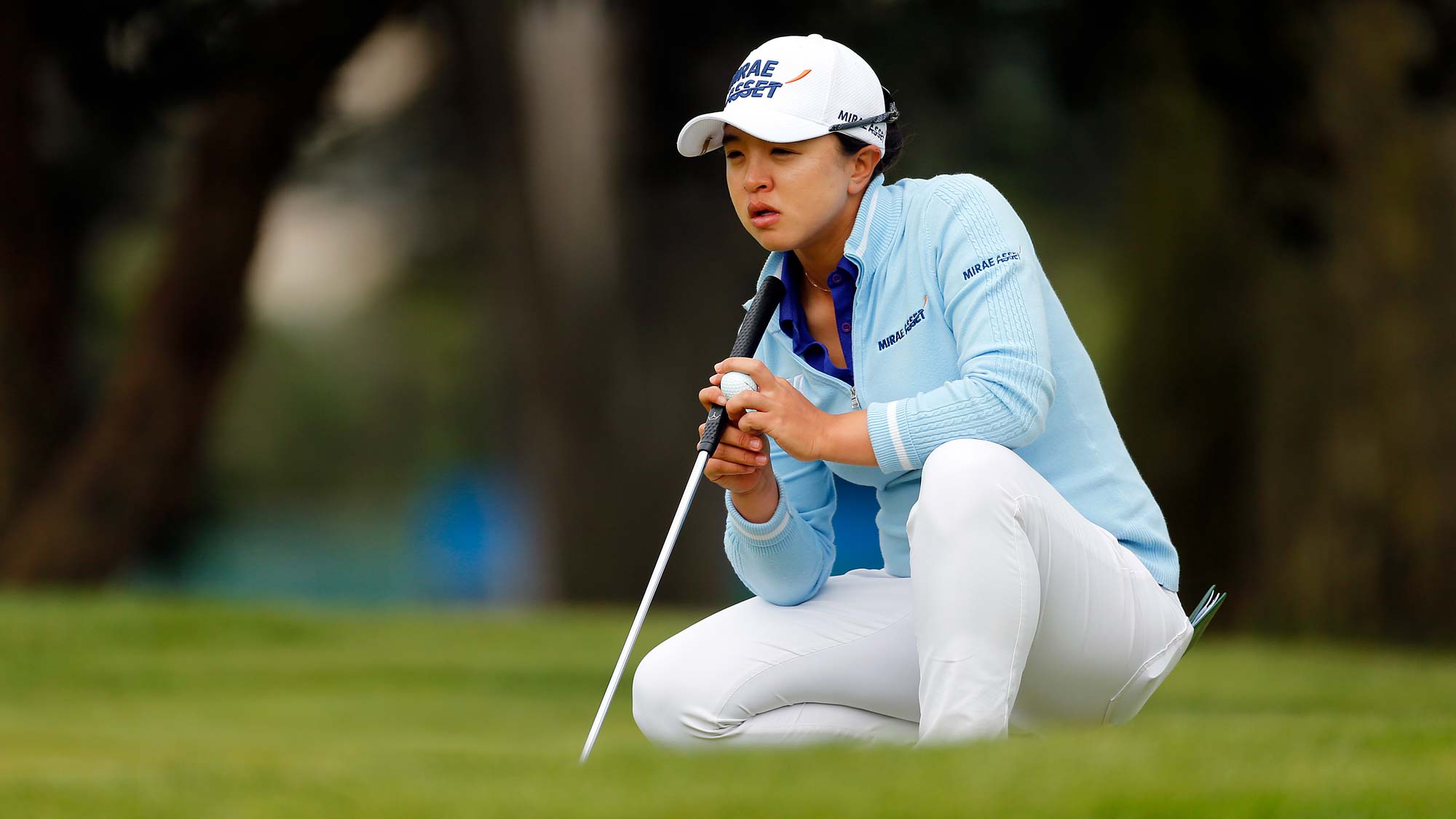 Sei Young Kim of South Korea lines up a putt on the 10th hole during the third round of the LPGA Mediheal Championship