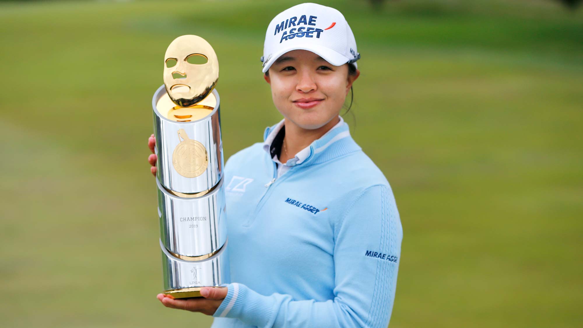 Sei Young Kim of South Korea poses with the trophy after winning the LPGA Mediheal Championship