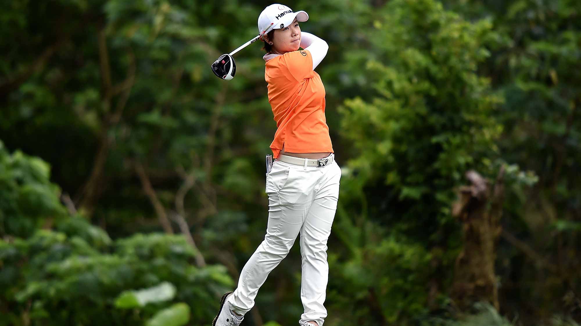 Eun-Hee Ji of South Korea plays a shot during the round second of 2015 Fubon LPGA Taiwan Championship at Miramar Golf Country Club