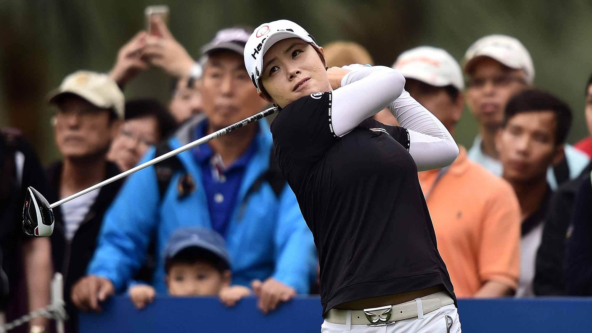 Eun-Hee Ji of South Korea plays a shot during day three of 2015 Fubon LPGA Taiwan Championship at Miramar Golf Country Club