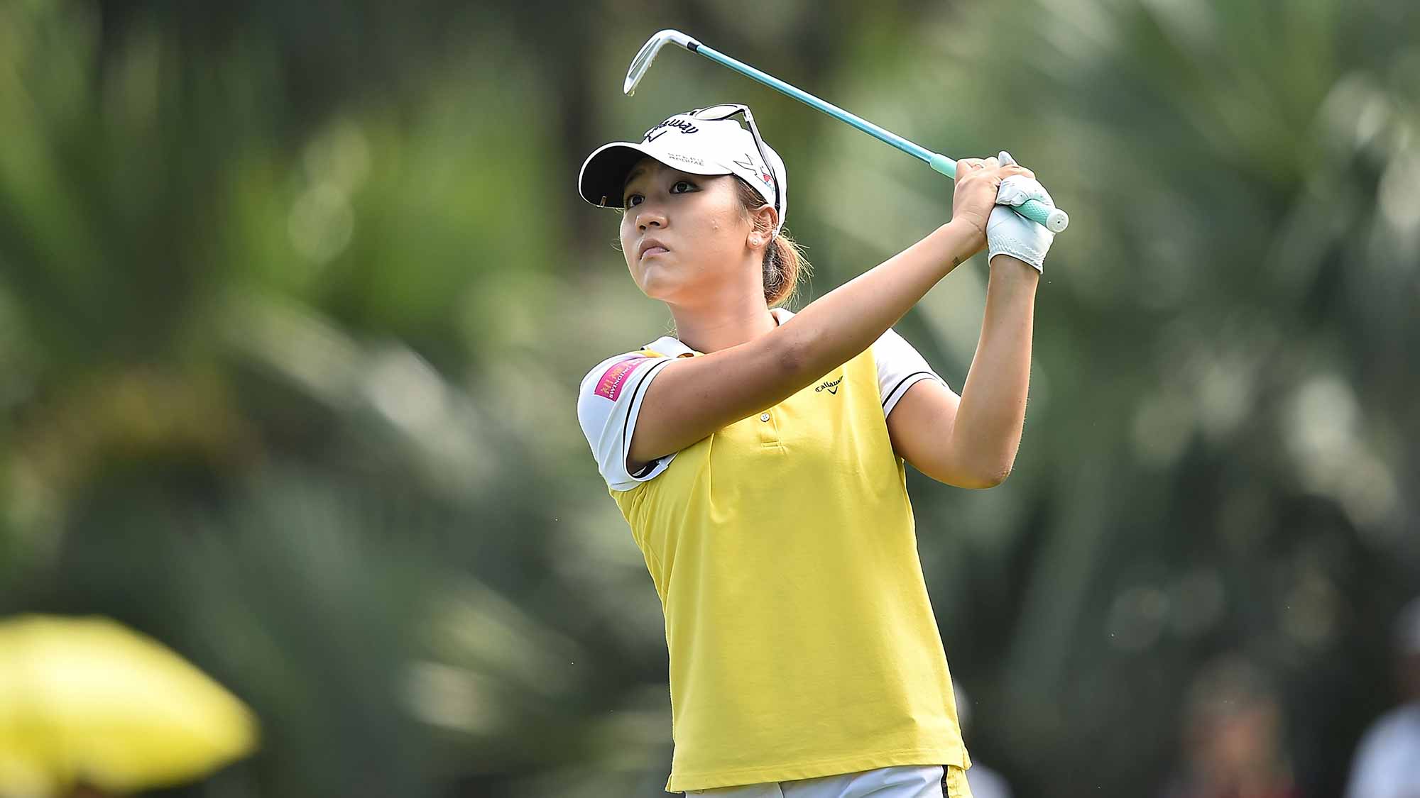 Lydia Ko of New Zealand plays a shot during the final round of 2015 Fubon LPGA Taiwan Championship on October 25, 2015 in Miramar Resort & Country Club