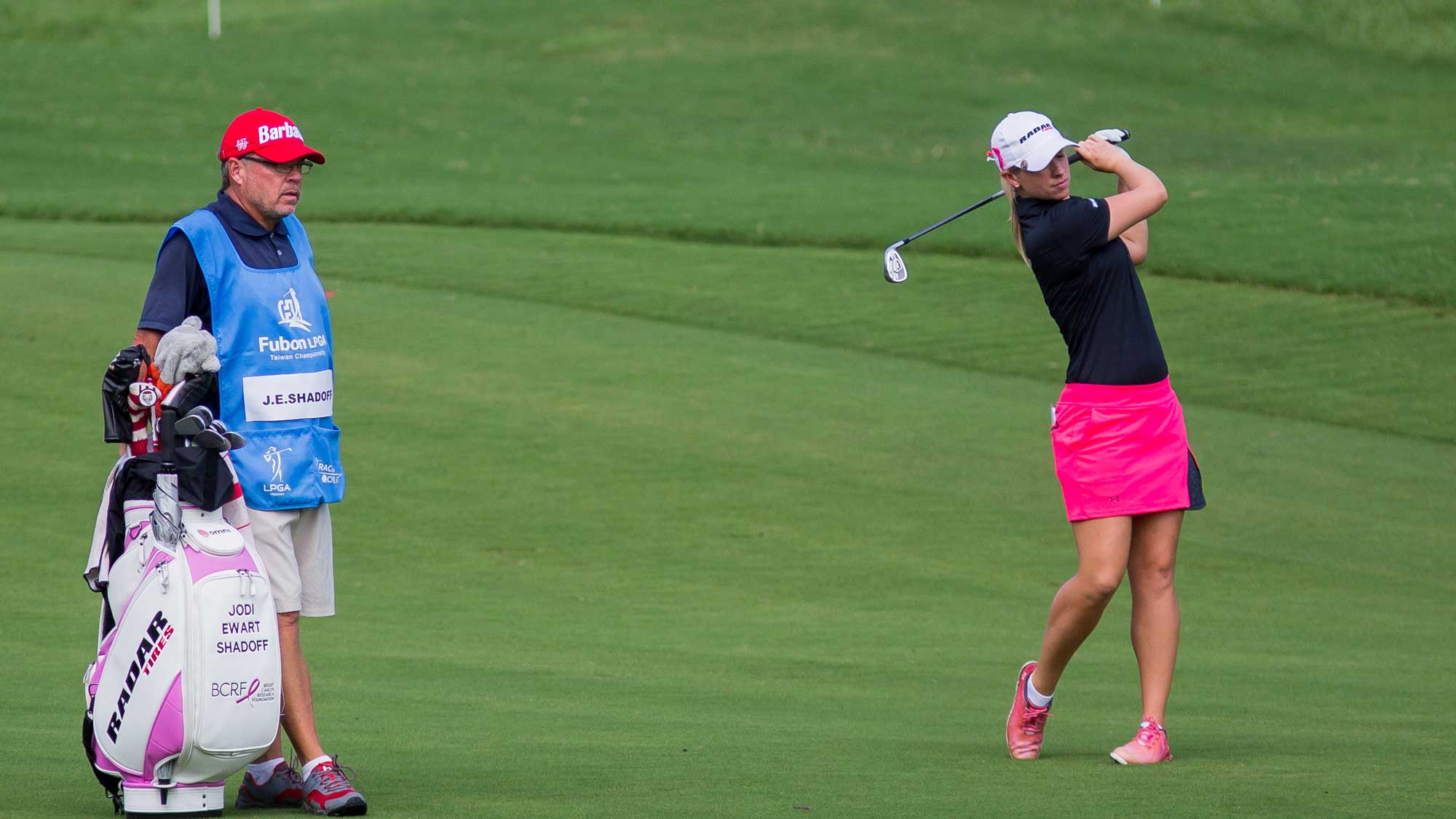 Jodi Ewart Shadoff of North Yorkshire, England plays a shot in the Fubon Taiwan LPGA Championship