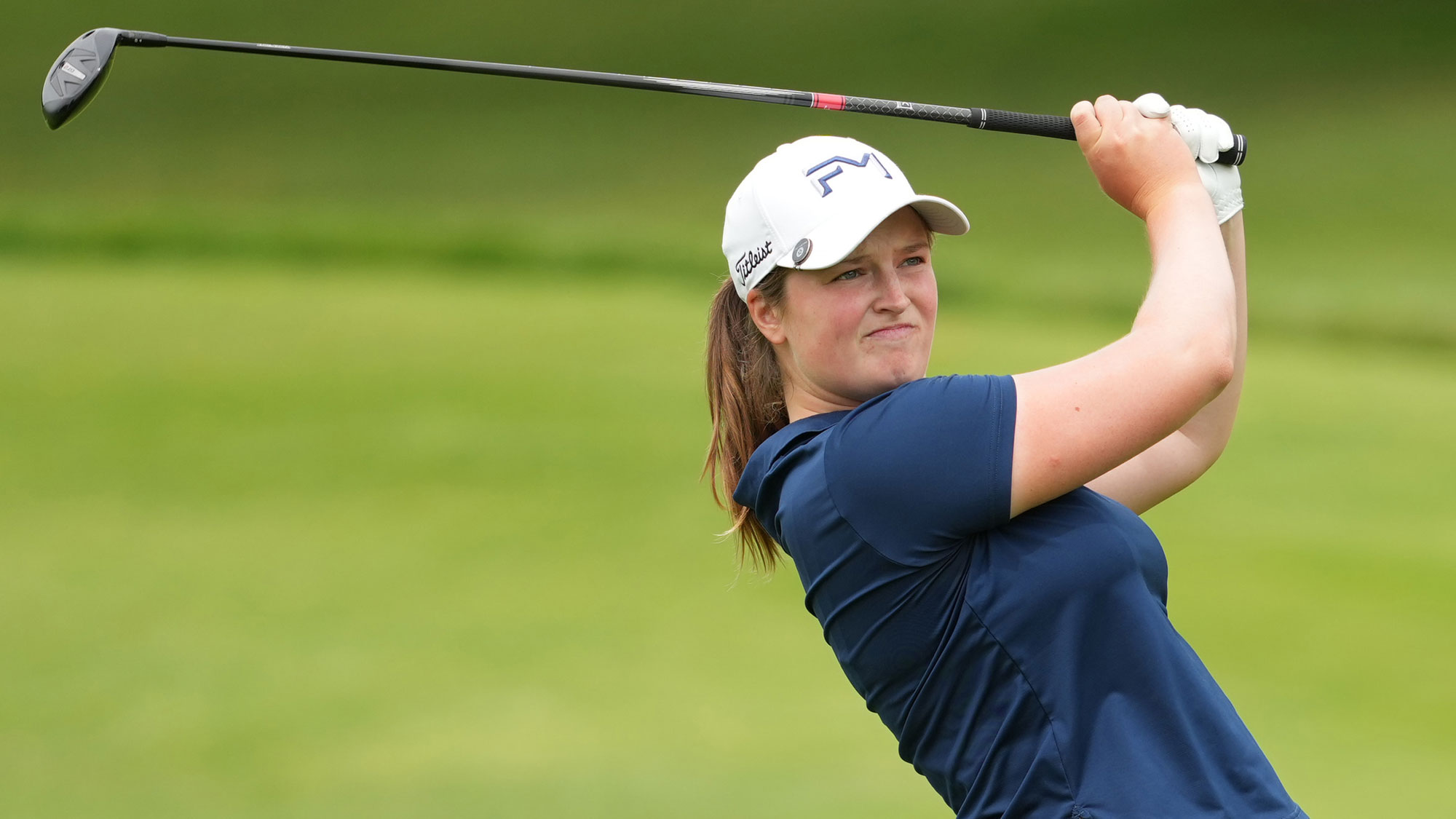 Lottie Woad of England plays a shot on the eighth hole during the final round of the Meijer LPGA Classic For Simply Give 2026 at Blythefield Country Club on June 21, 2026 in Belmont, Michigan.