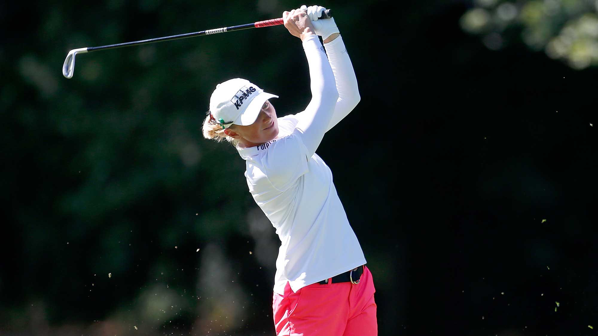 Stacy Lewis hits on the 9th hole during the first round of the LPGA Cambia Portland Classic