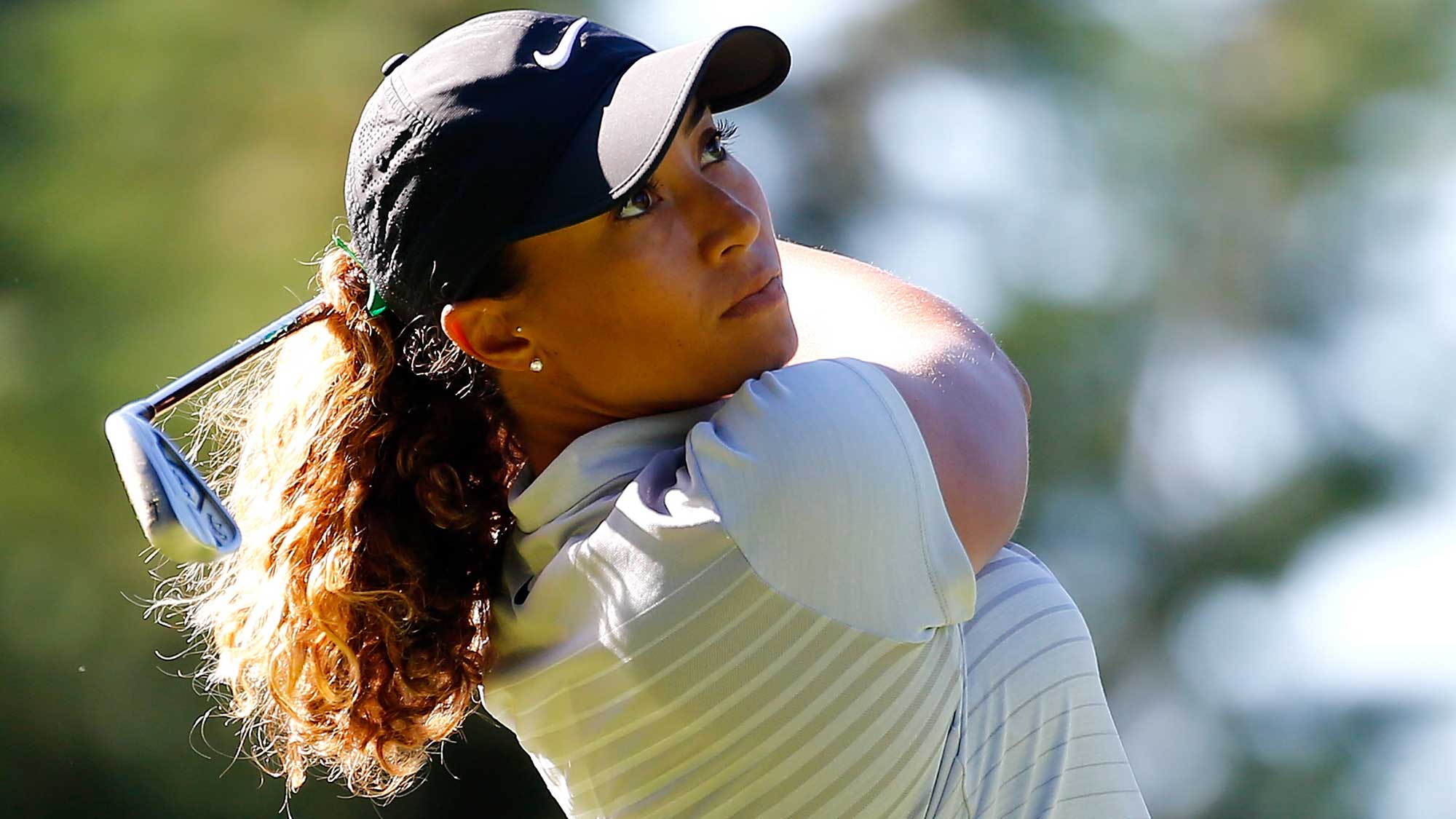 Cheyenne Woods tees off on the 18th hole during the second round of the LPGA Cambia Portland Classic