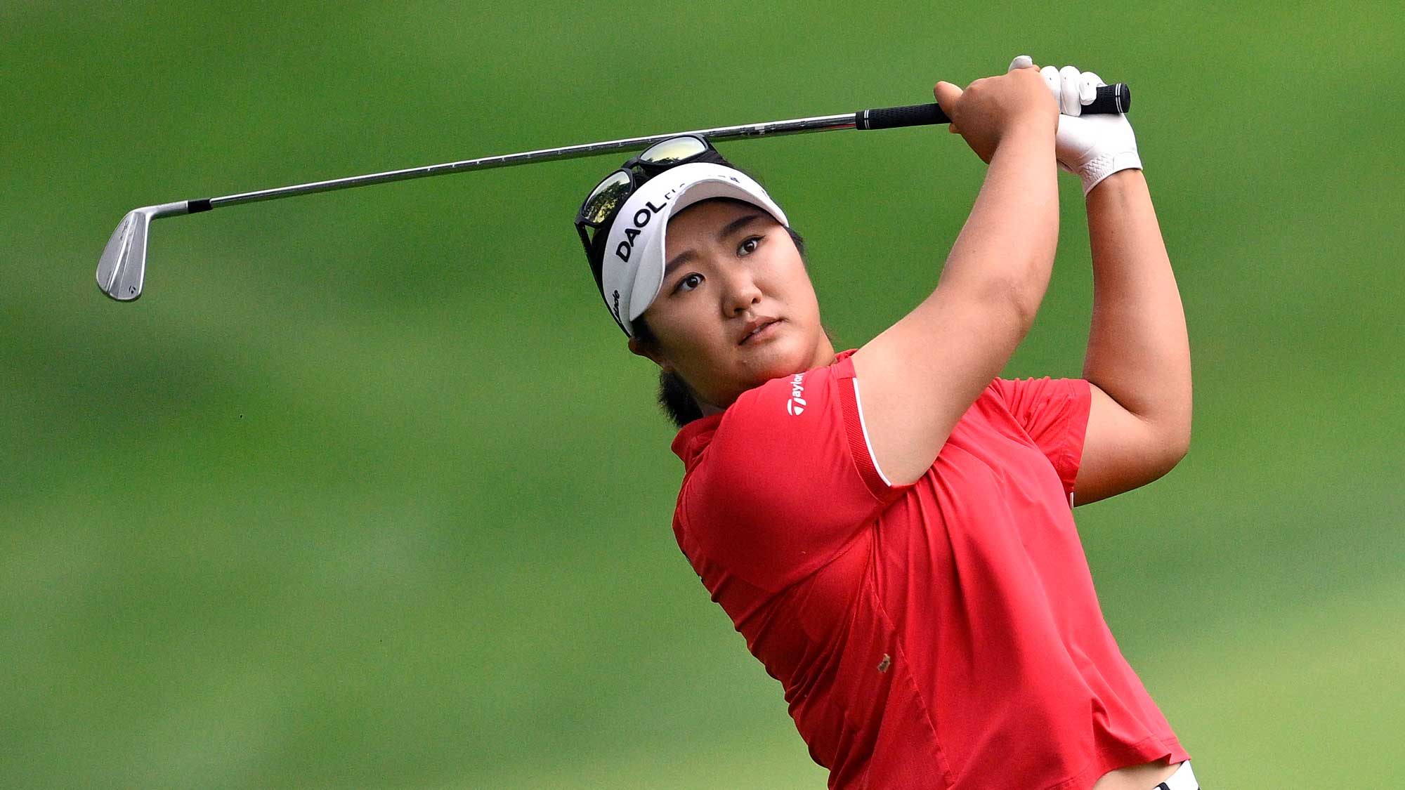Haeran Ryu of South Korea plays a shot on the 12th hole during the second round of The Standard Portland Classic 2025 at Columbia Edgewater Country Club on August 15, 2025 in Portland, Oregon.