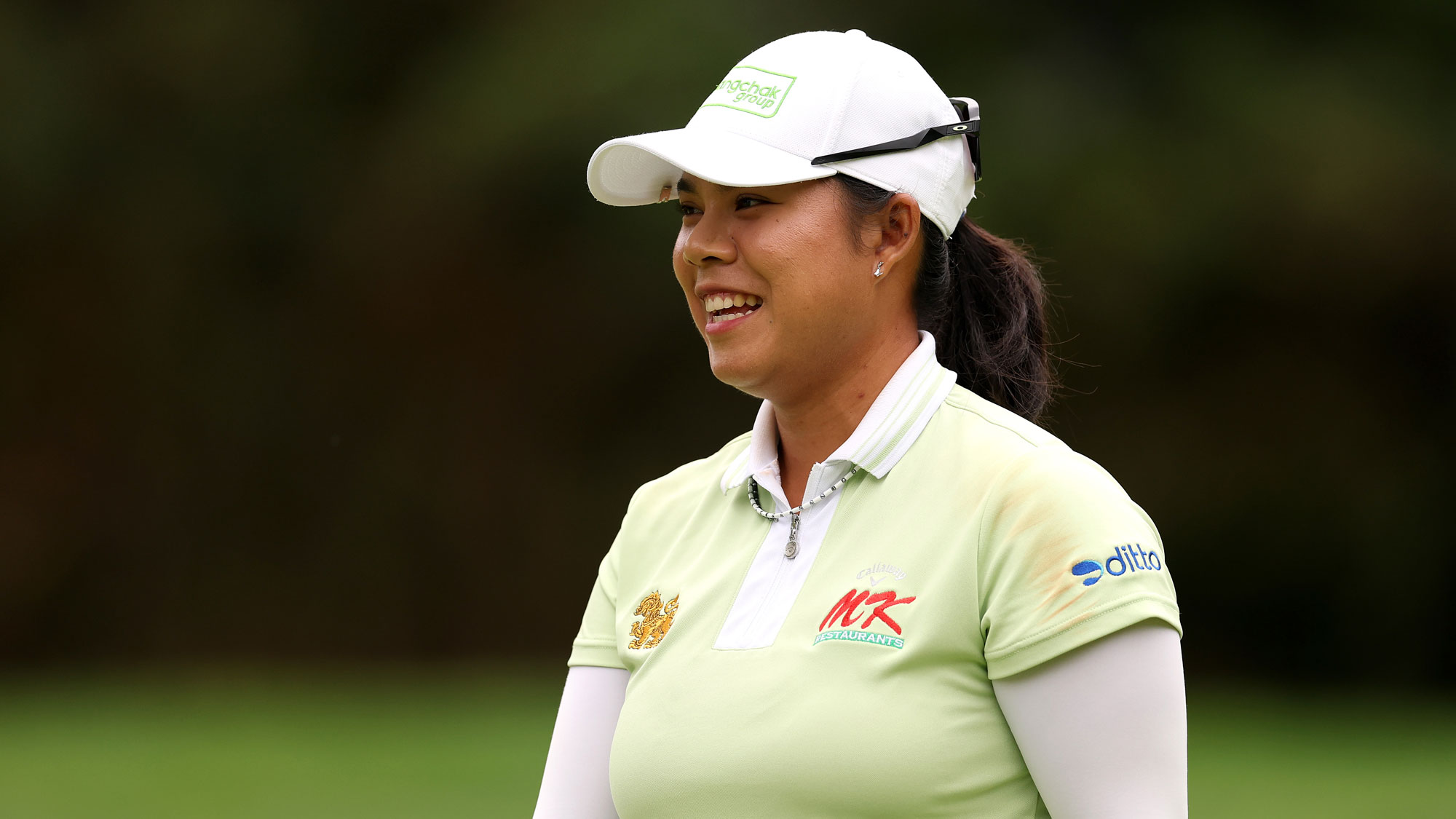 Arpichaya Yubol of Thailand reacts on the fourth green during the third round of The Standard Portland Classic 2026 at Columbia Edgewater Country Club on August 15, 2026 in Portland, Oregon.